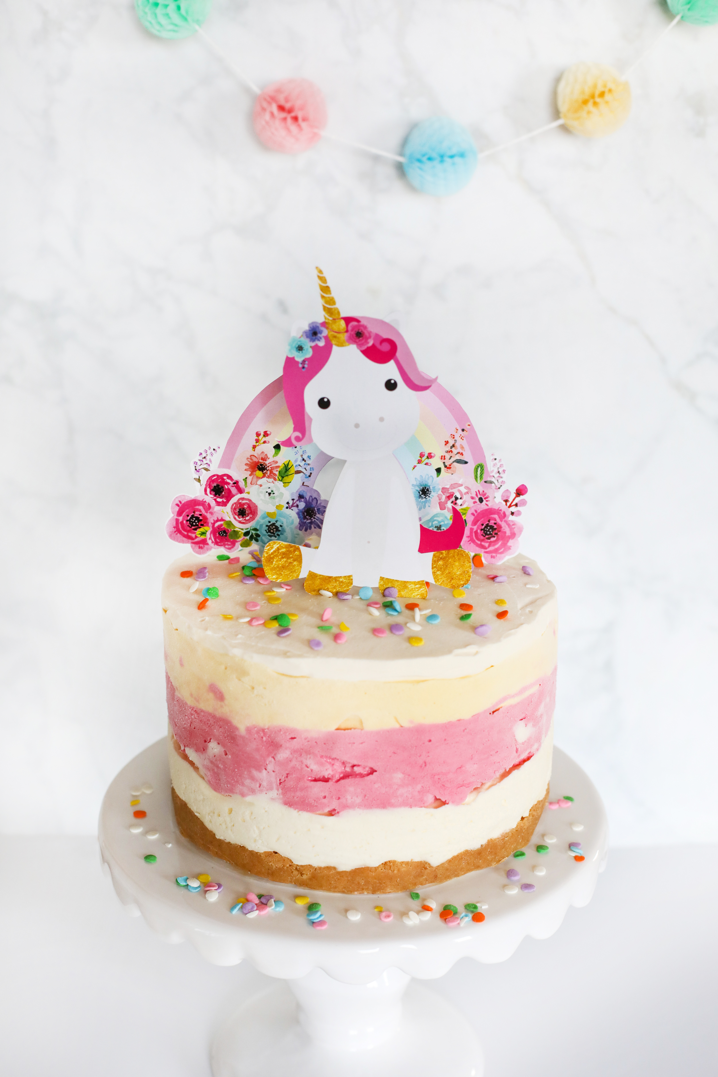 Ice Cream Cake Recipe Unicorn Rainbow Cake Topper Instant Download