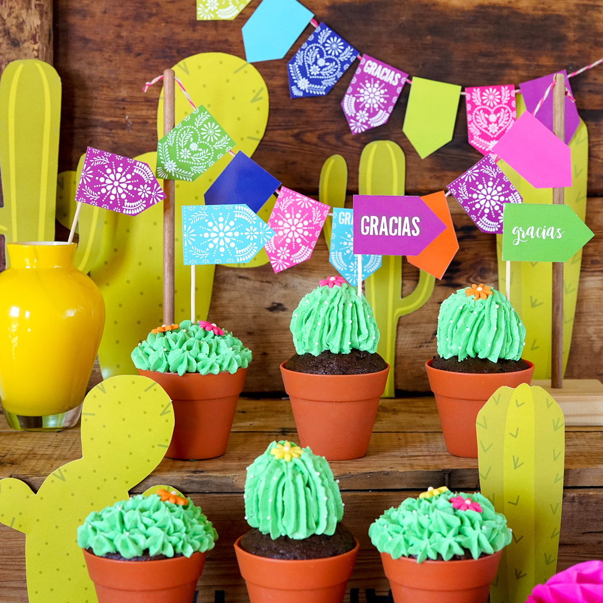 Fiesta Cactus Cupcake Dessert Bar