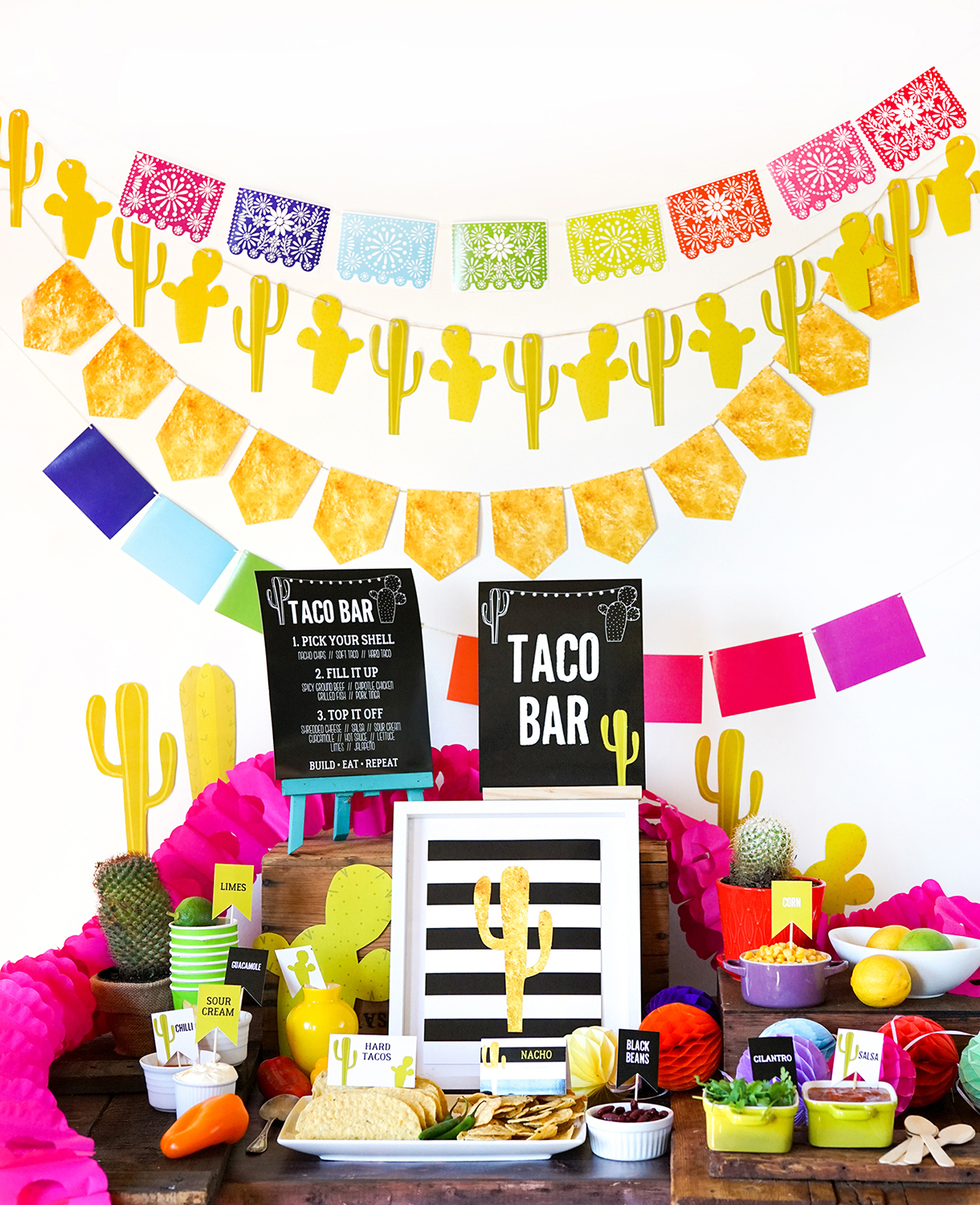 Fiesta taco Bar Food and Decor ideas