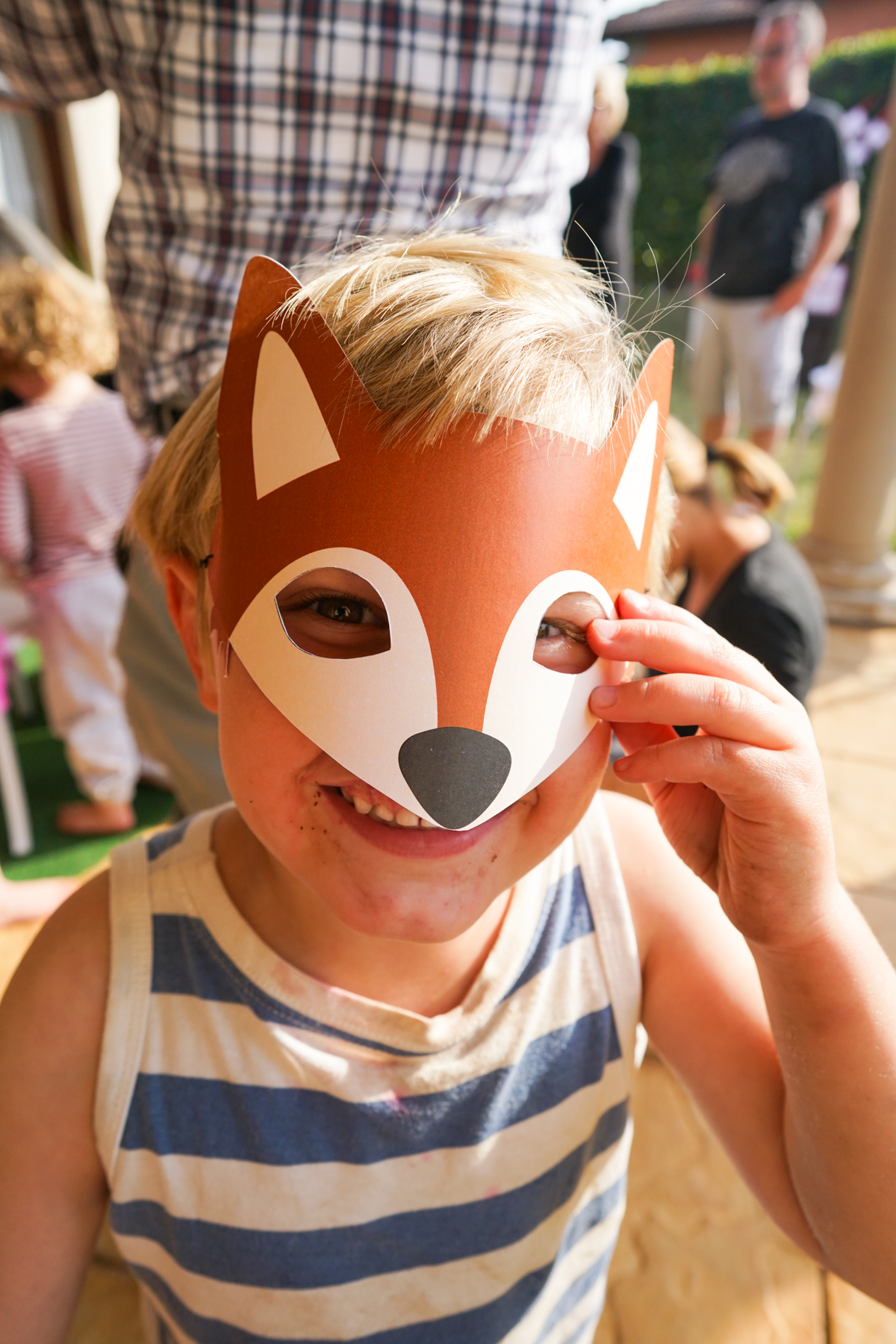 Little Red Riding Hood Birthday Party Game of the Big Bad Wolf by printing Wolf Masks and attaching elastic to fit