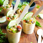 Mexican Street Corn Pasta Salad in Bamboo Cups