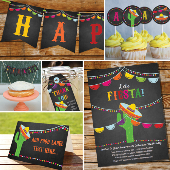 Chalkboard Mexican Fiesta Printable Party Set