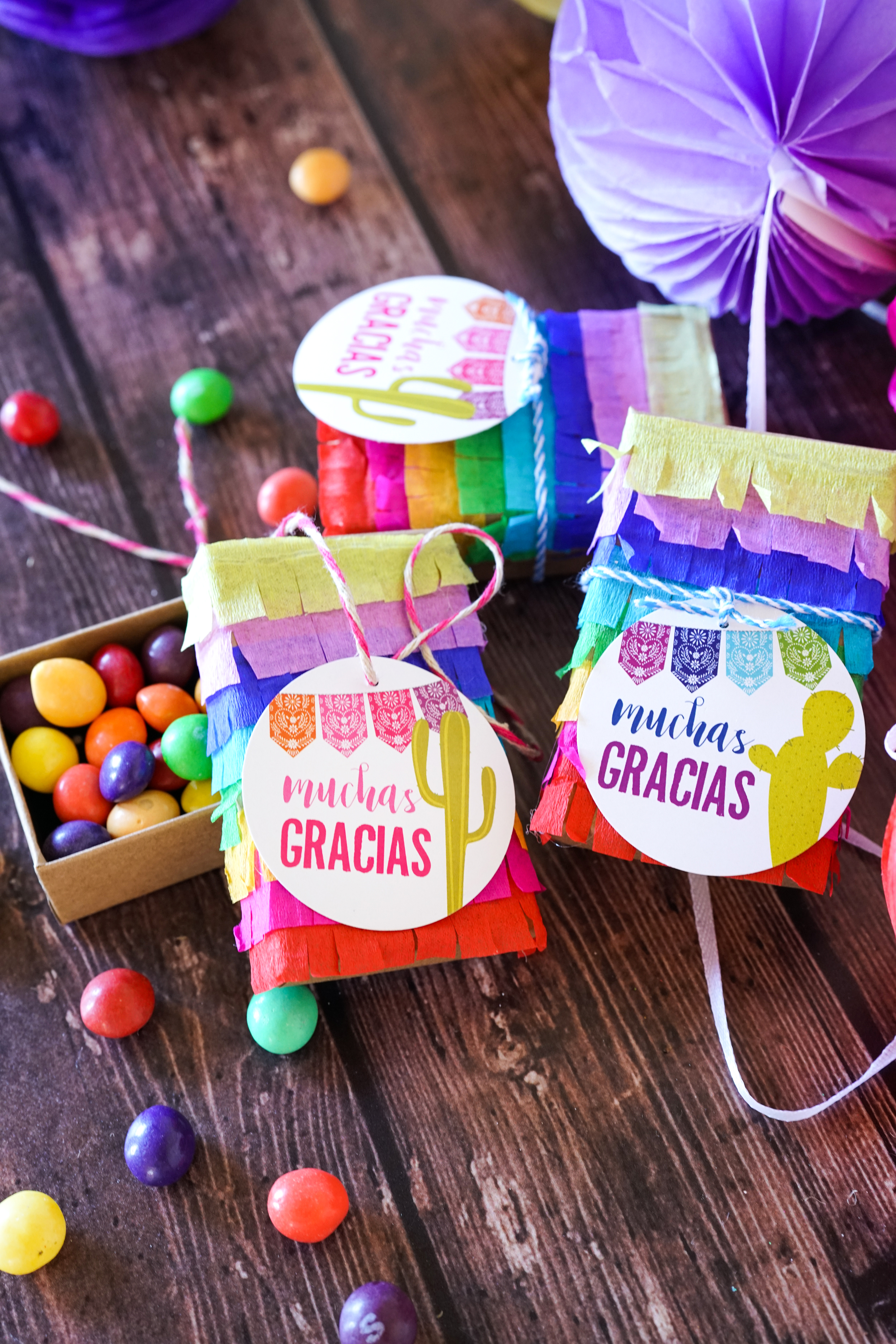 FREE colorful Mexican Fiesta Pinata Gift Box Label and Tutorial