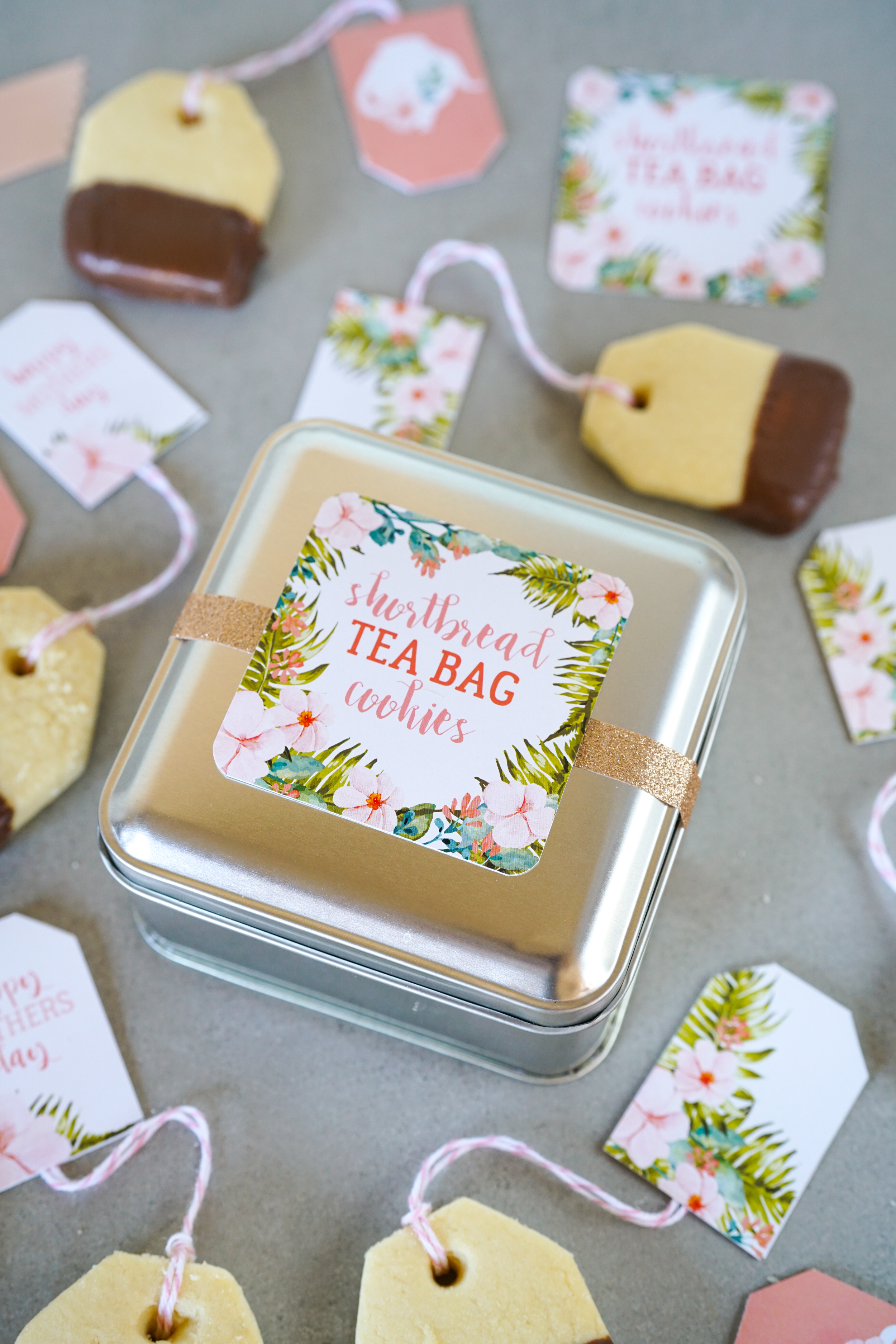 Beautiful teabag cookie jar label for mother's day