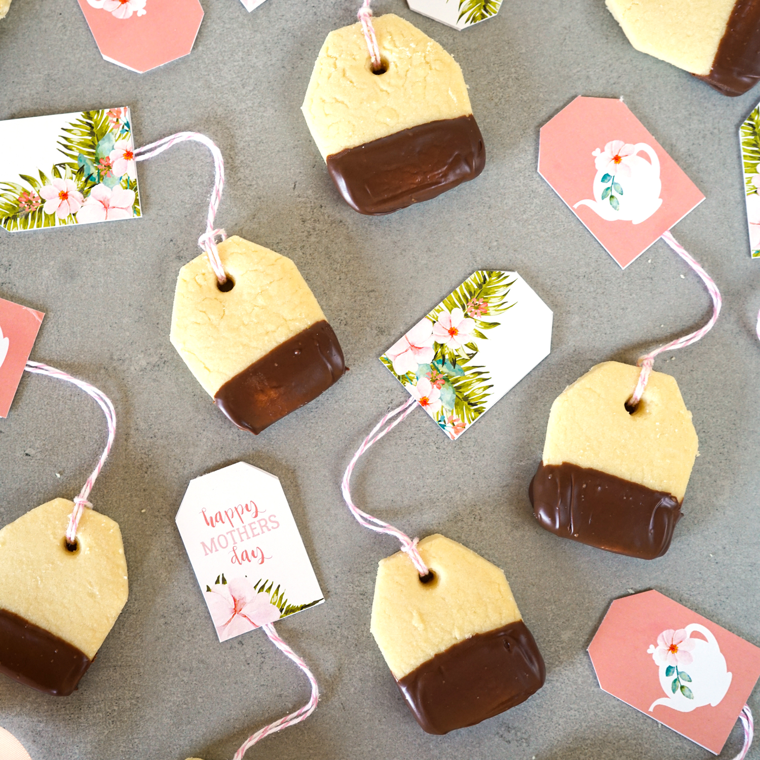 Shortbread teabag cookie tags for Mothers Day