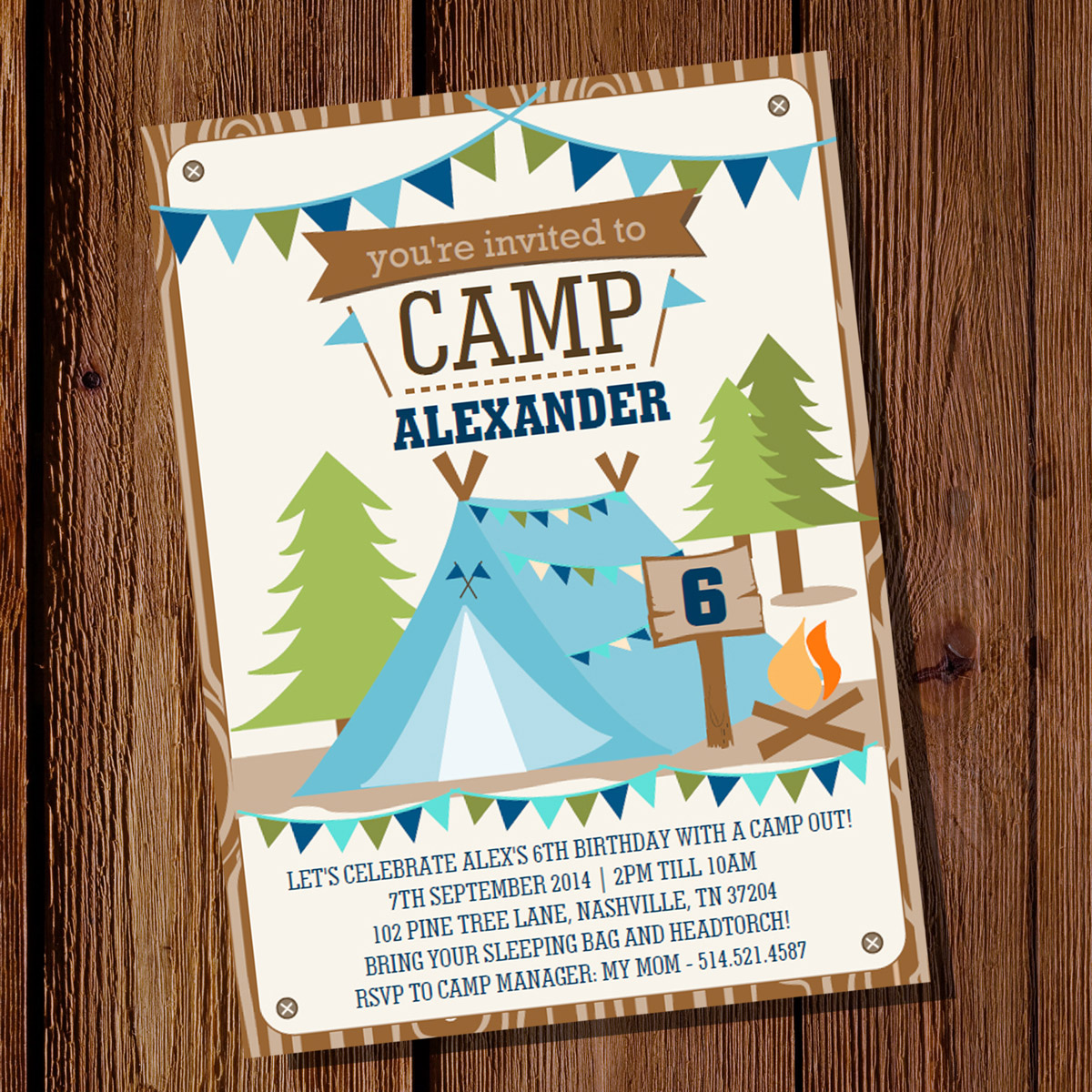 Boys Camping Tent Party Editable printables