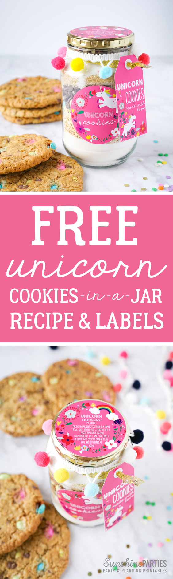 Unicorn Cookies in a Jar Recipe & Labels