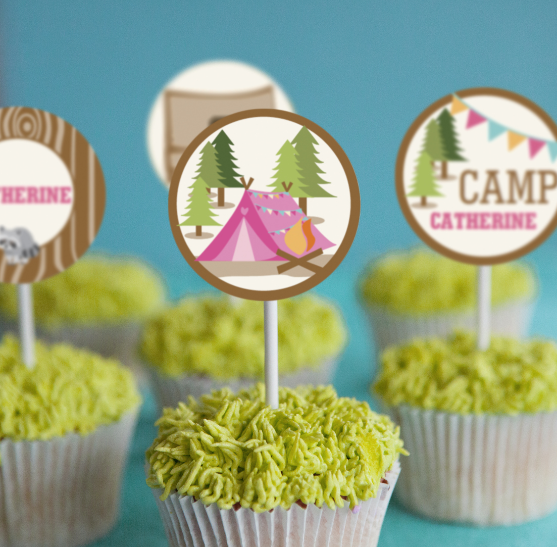 Girls Camping Tent Party Editable printables