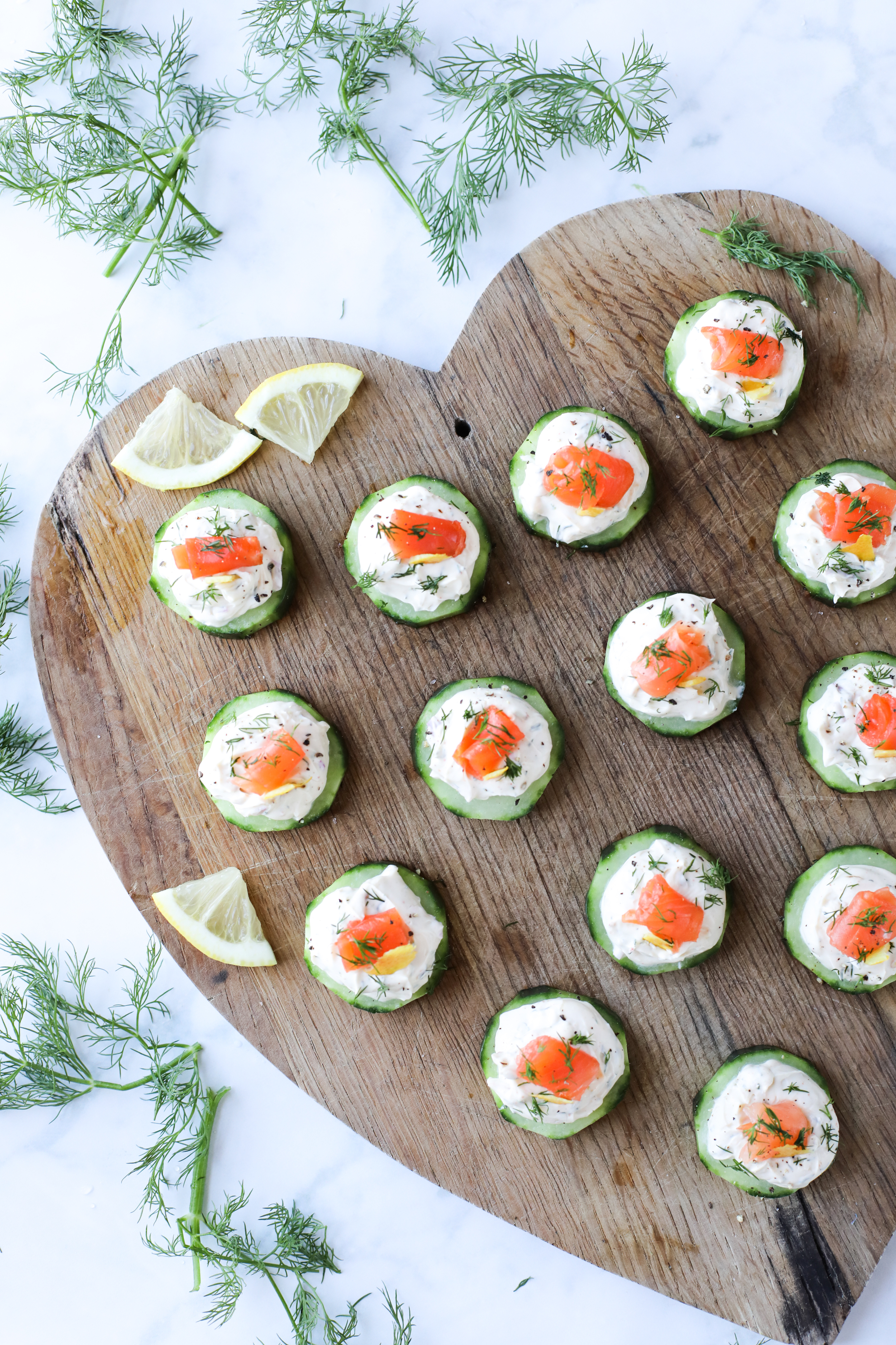 Smoked Salmon and Cream Cheese Cucumber Bites - Baker by Nature