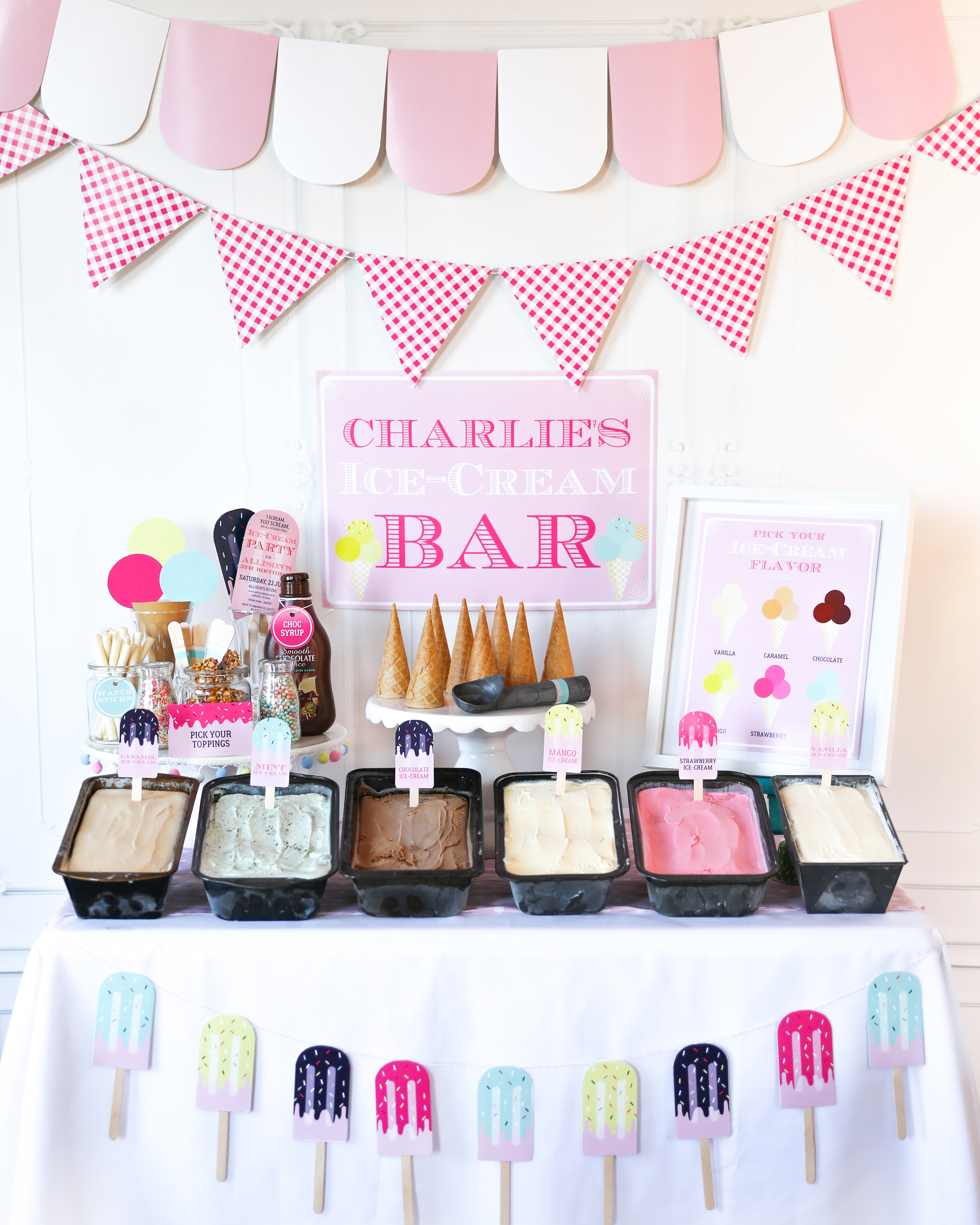 The sweetest Ice Cream Bar Station Printables DIY Ice-Cream Station - Step by Step!