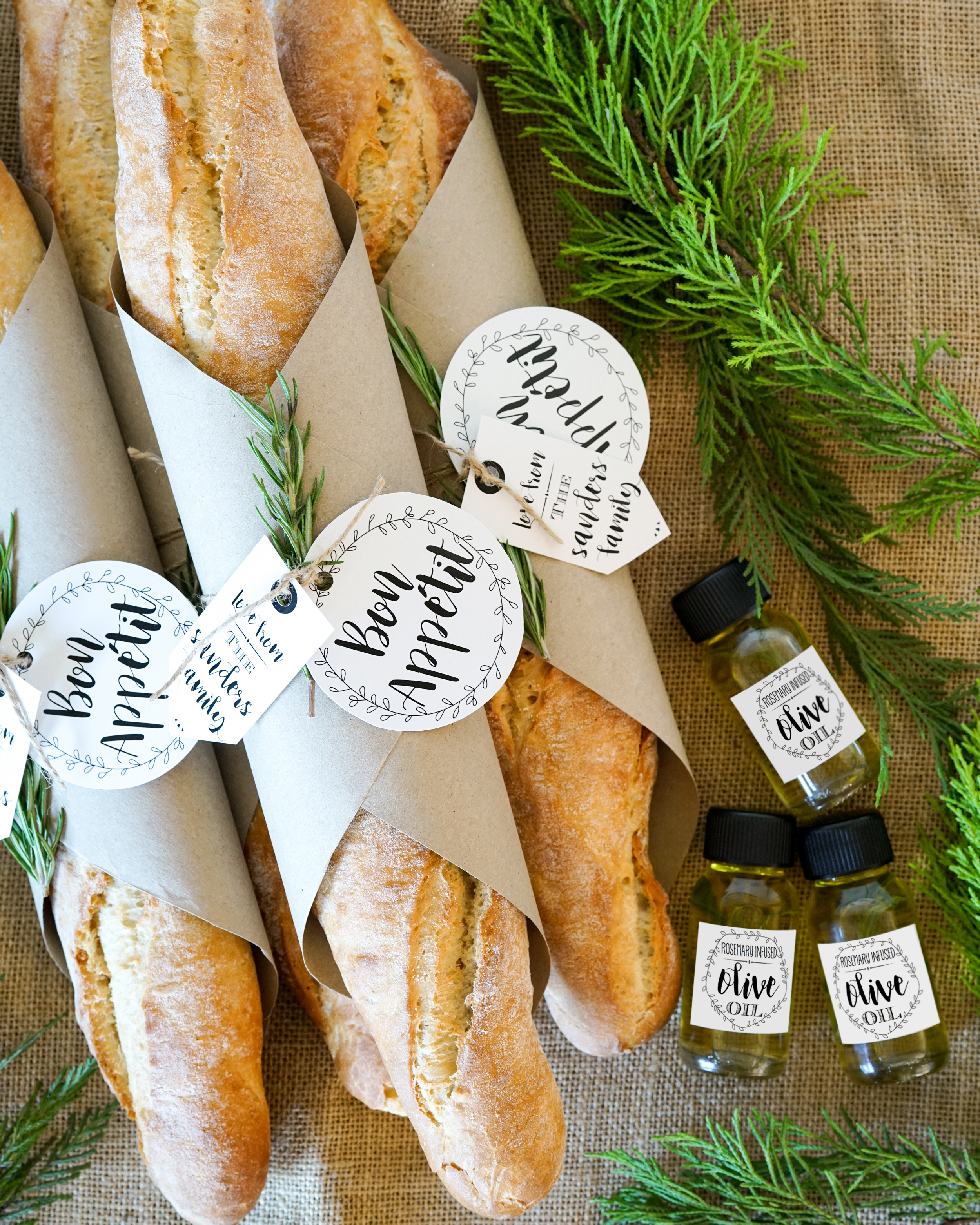 Free Bread and Rosemary Olive Oil label