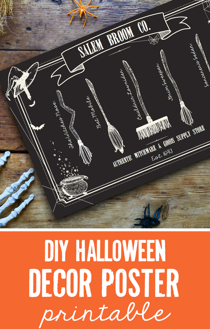 Fabulous witche's broom poster decor for Halloween! 