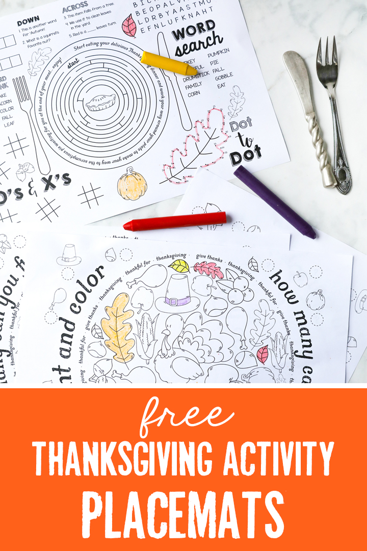 Free Thanksgiving Placemats and Activity Sheets