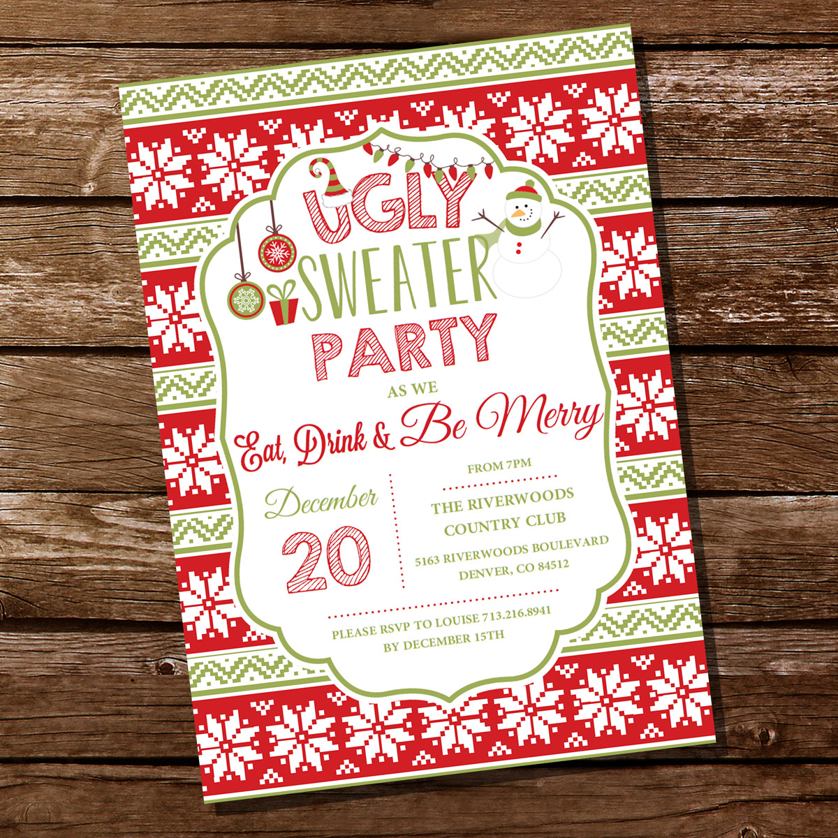 gle Sweater Christmas party Invitation