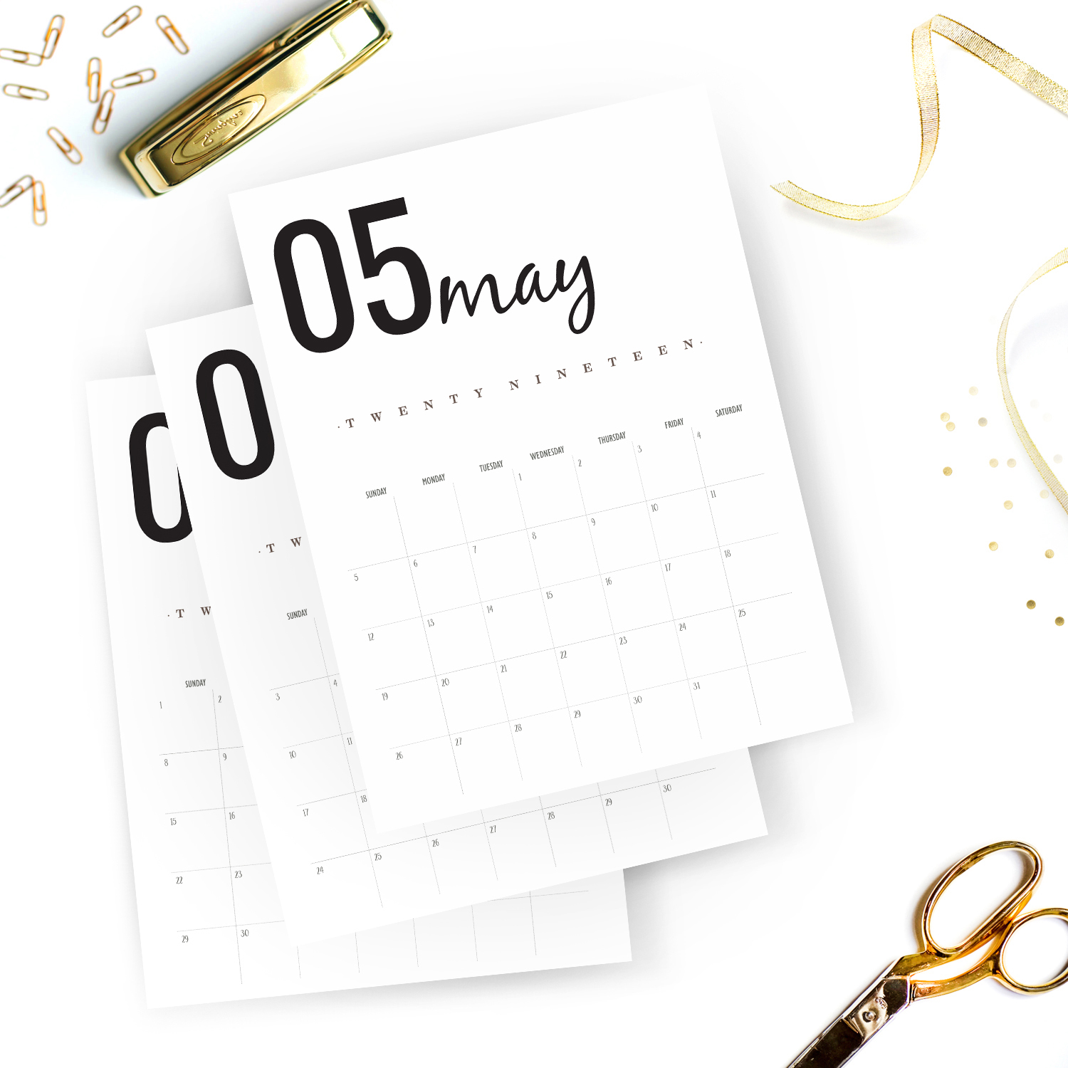 Gorgeous, printable 2019 calendars - one page per month - Instant download