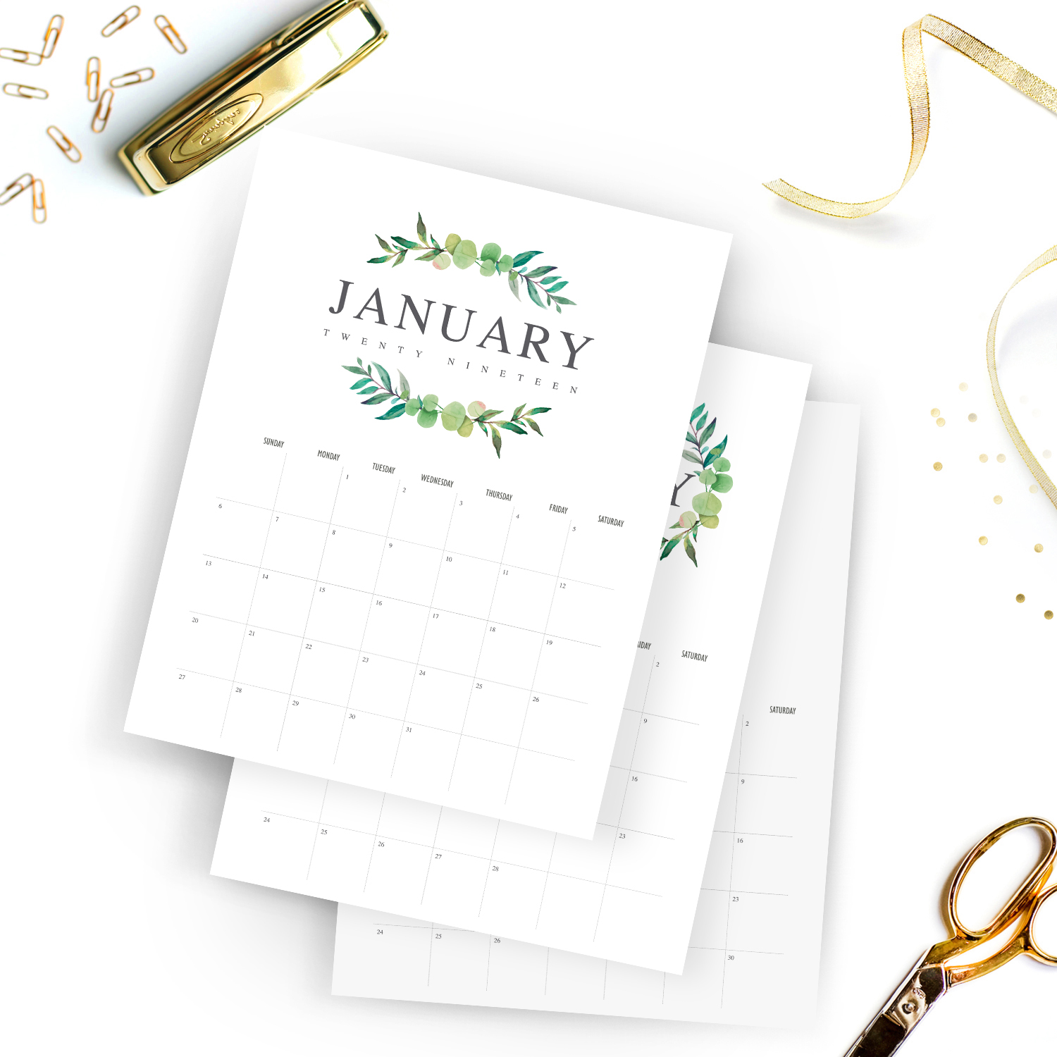 Gorgeous, printable 2019 calendars - one page per month - Instant download