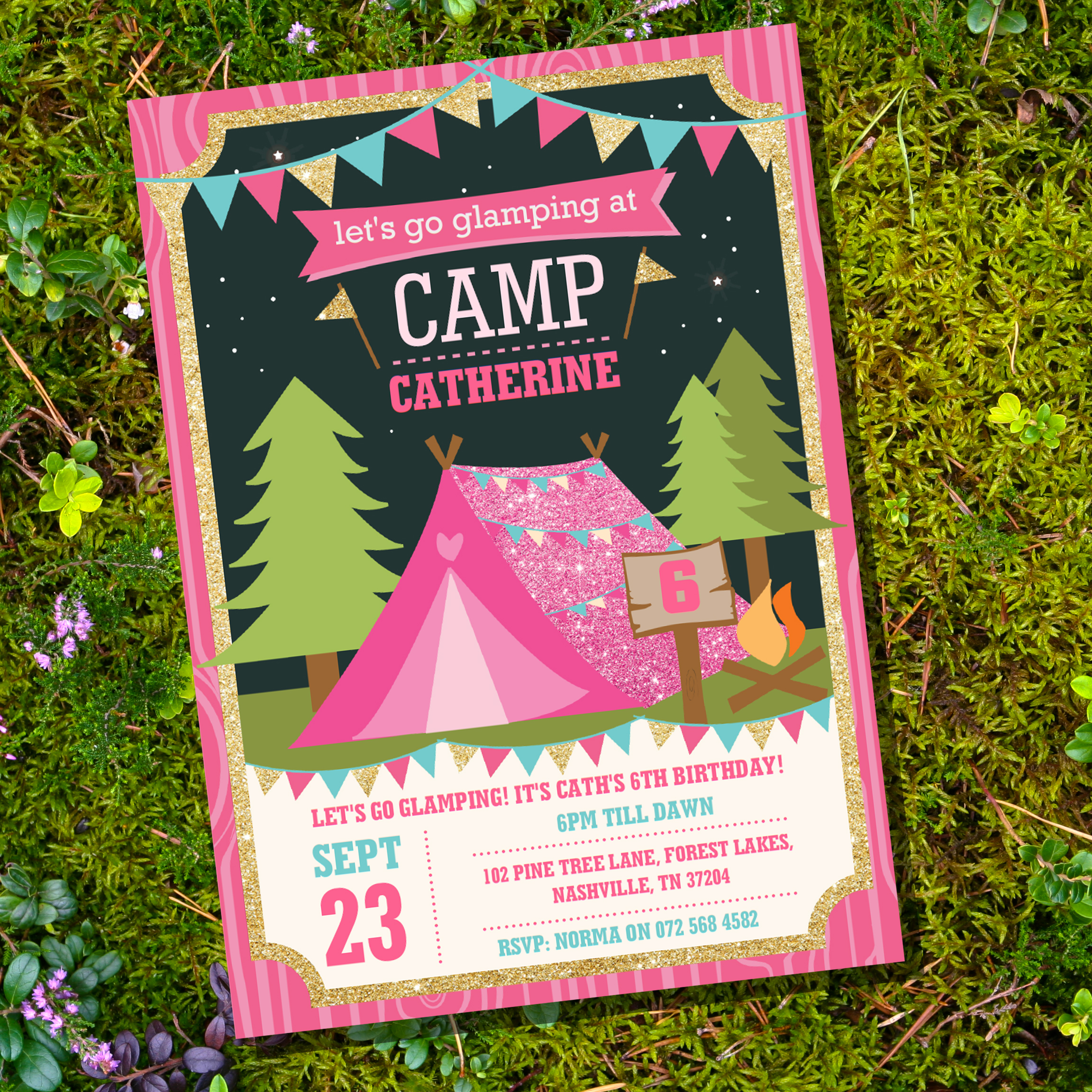 Glamping party printables for girls