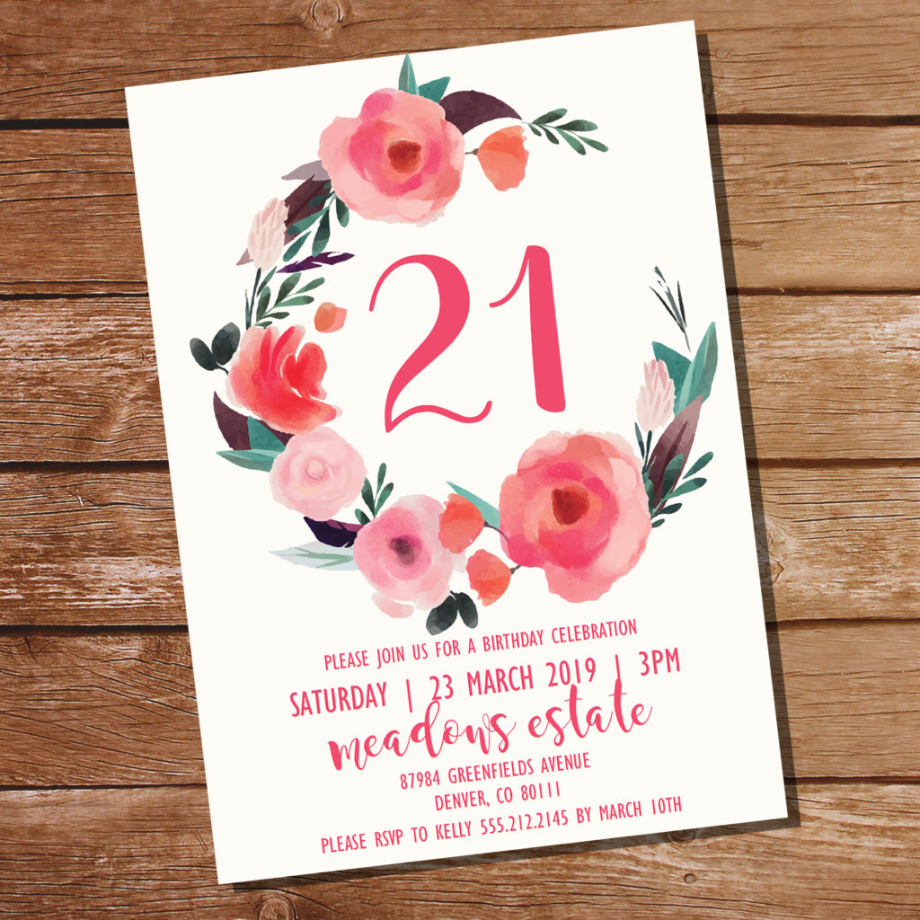 Fresh, fun and modern Spring party invitation - celebrate the promise of good times with this gorgeous, editable invitation - just download, edit using Adobe (include all your own party details) and print at home or at your local print shop! #springinvitation #floralspring