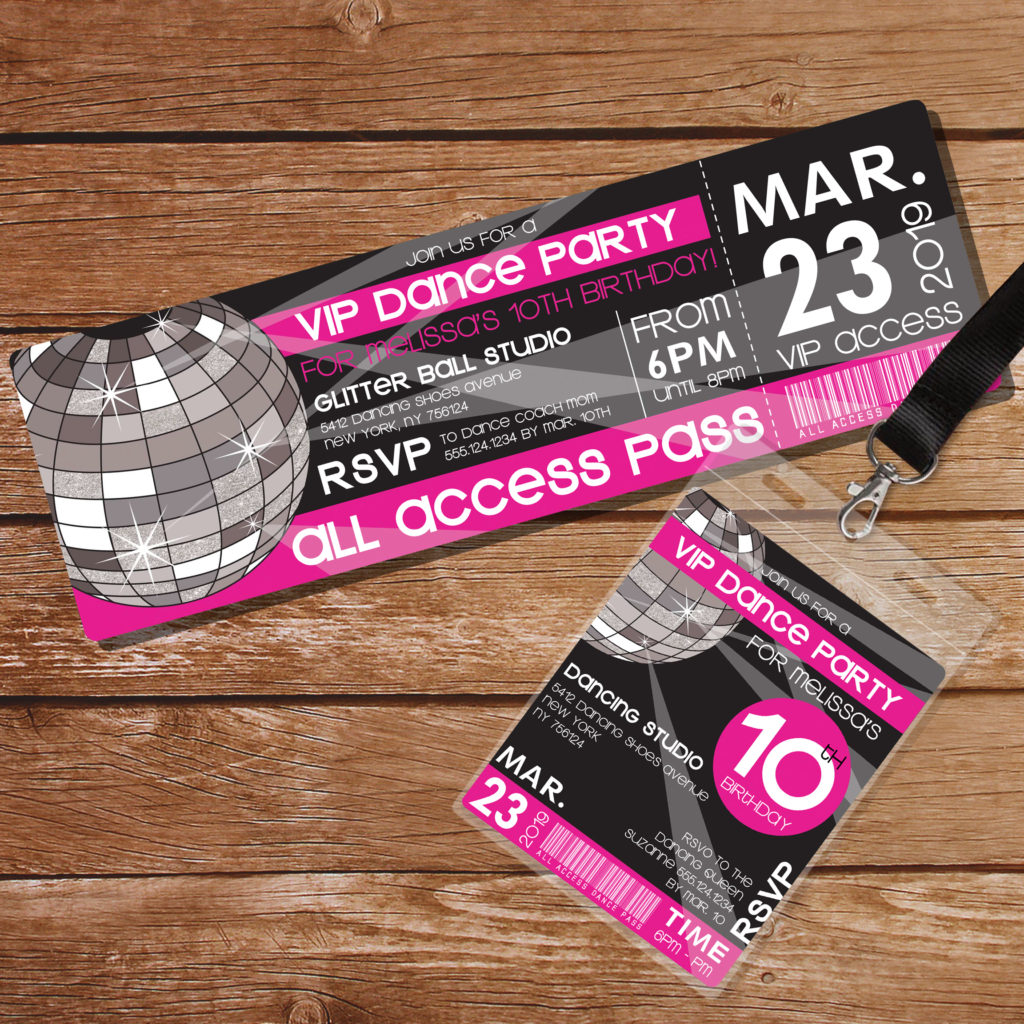 Dance Party Editable Invitation - pink