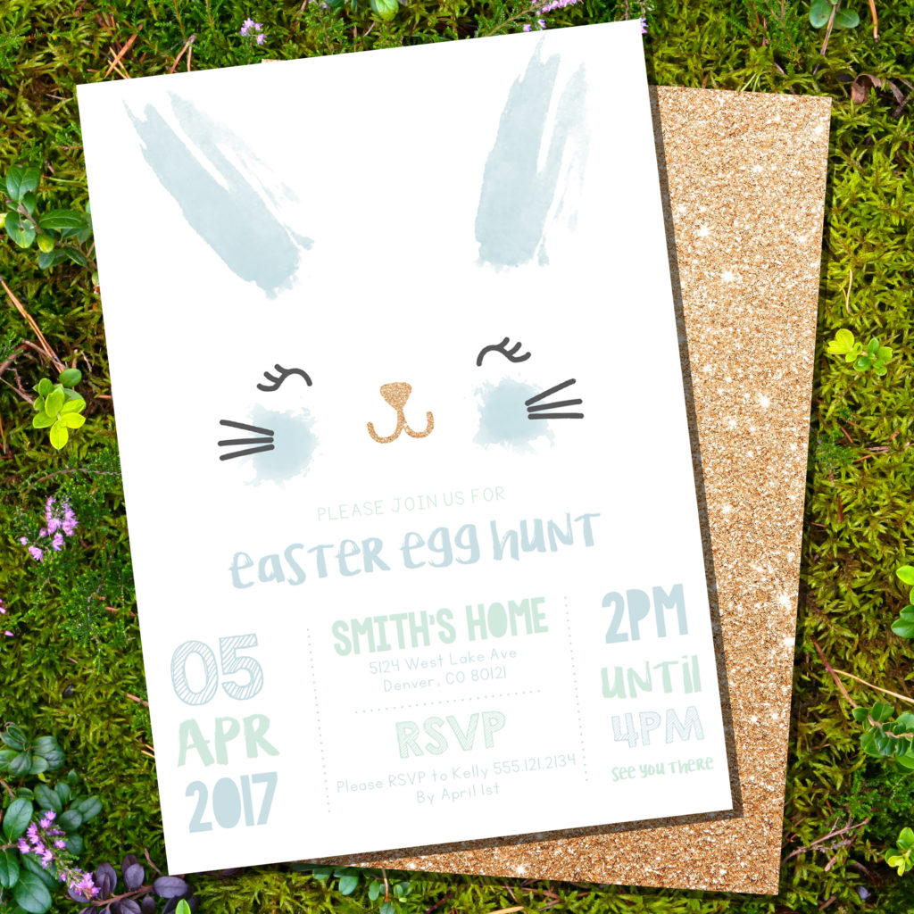Pastel Easter Egg Hunt Invitation in Blue - Instant Download and Edit