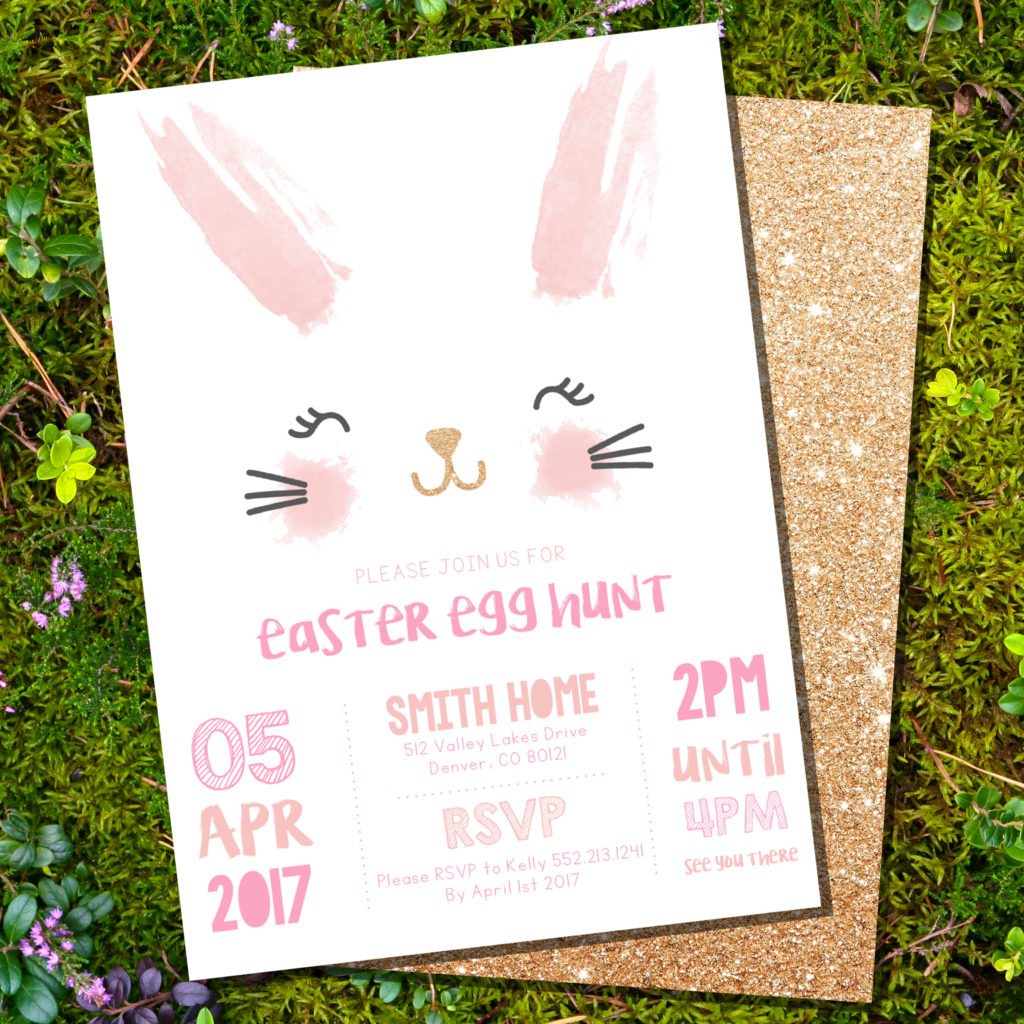 Gorgeous pastel Easter Egg Hunt Party invitation in pink - instant download and edit!