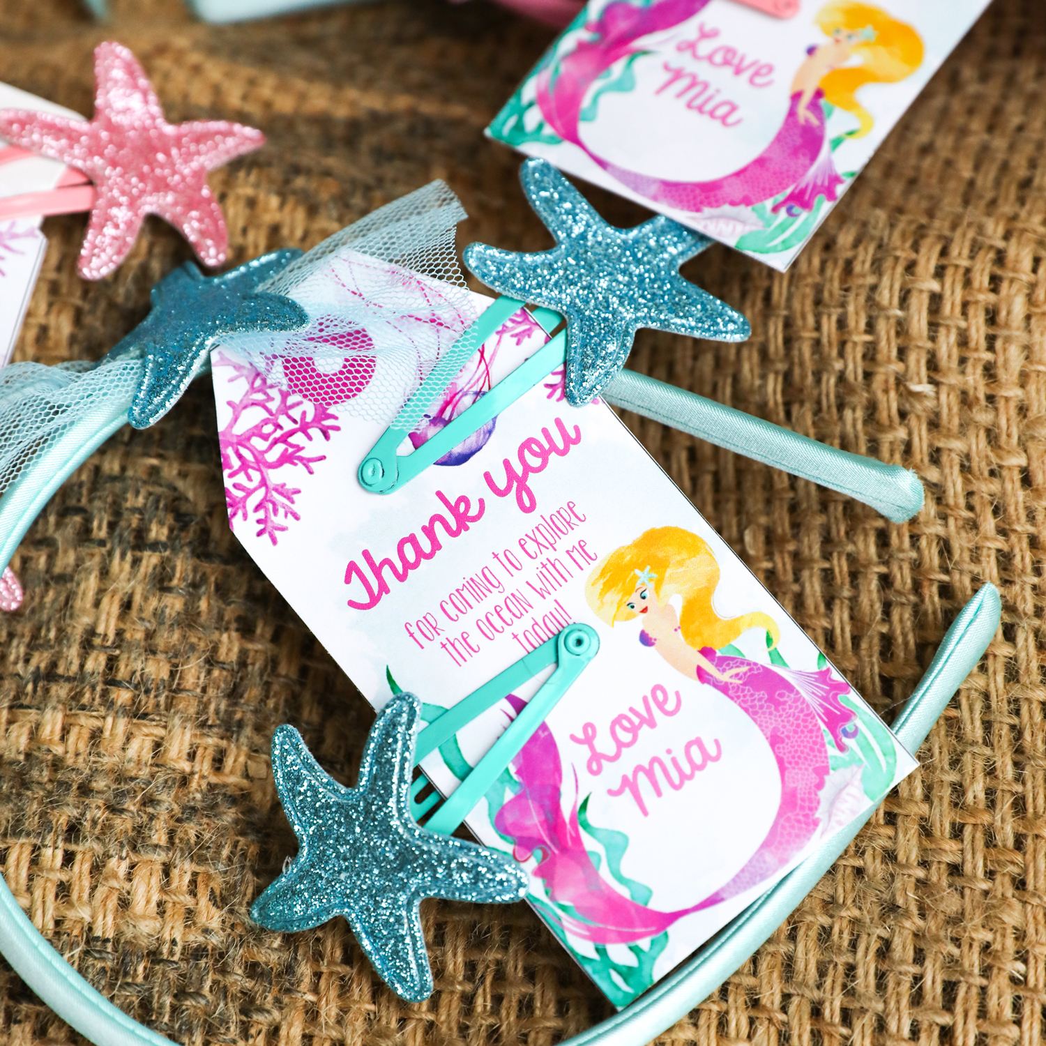 The prettiest pink and teal watercolor Mermaid party set - instant download, edit and print!