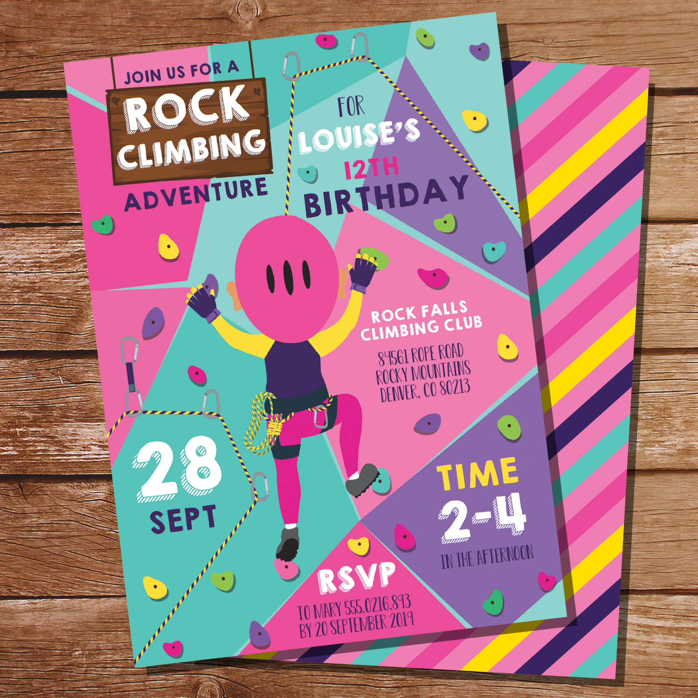 Gorgeous rock climbing party for adventurous girls - download edit and print!