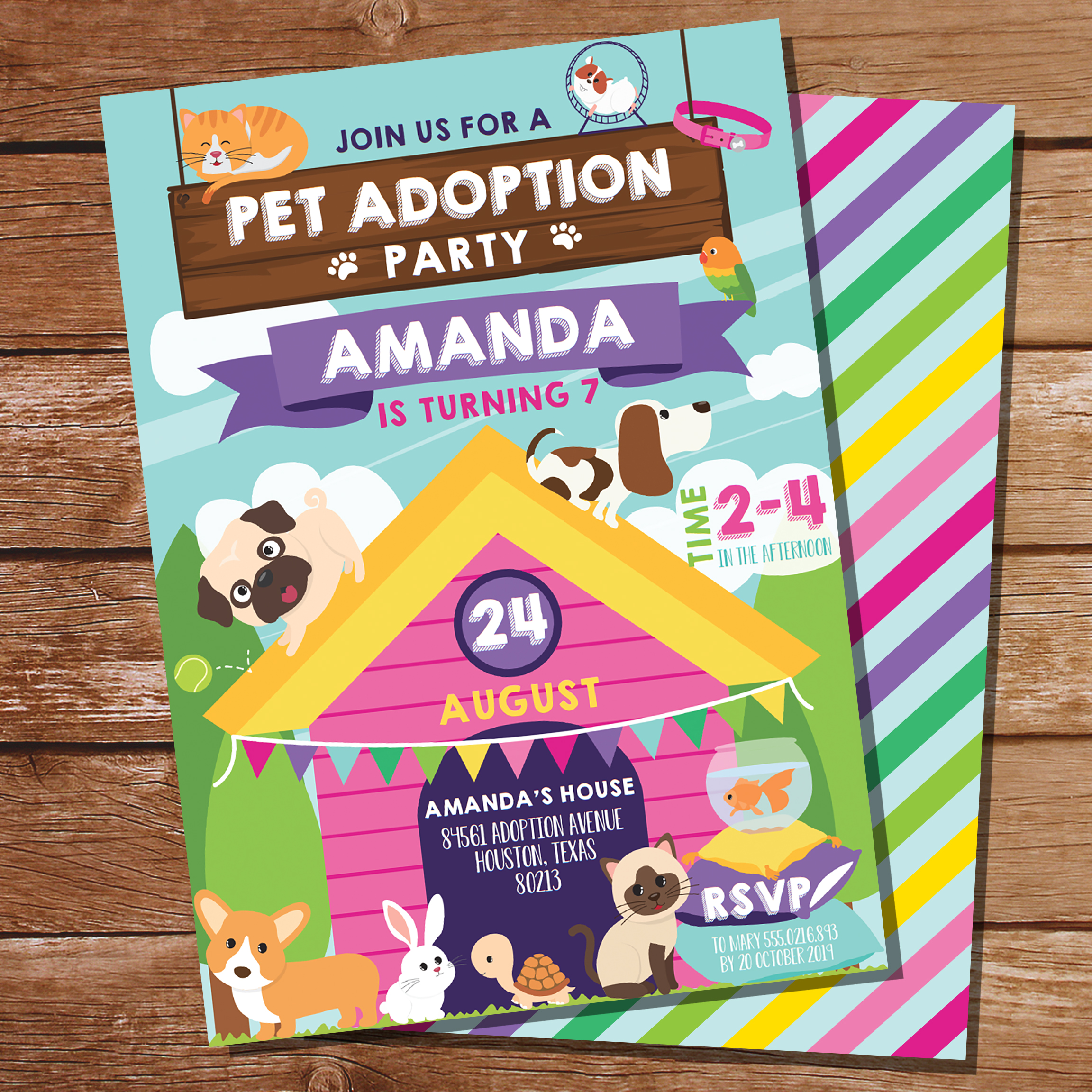 Super cute Pet Adoption Party Invitation - Just download edit and print!