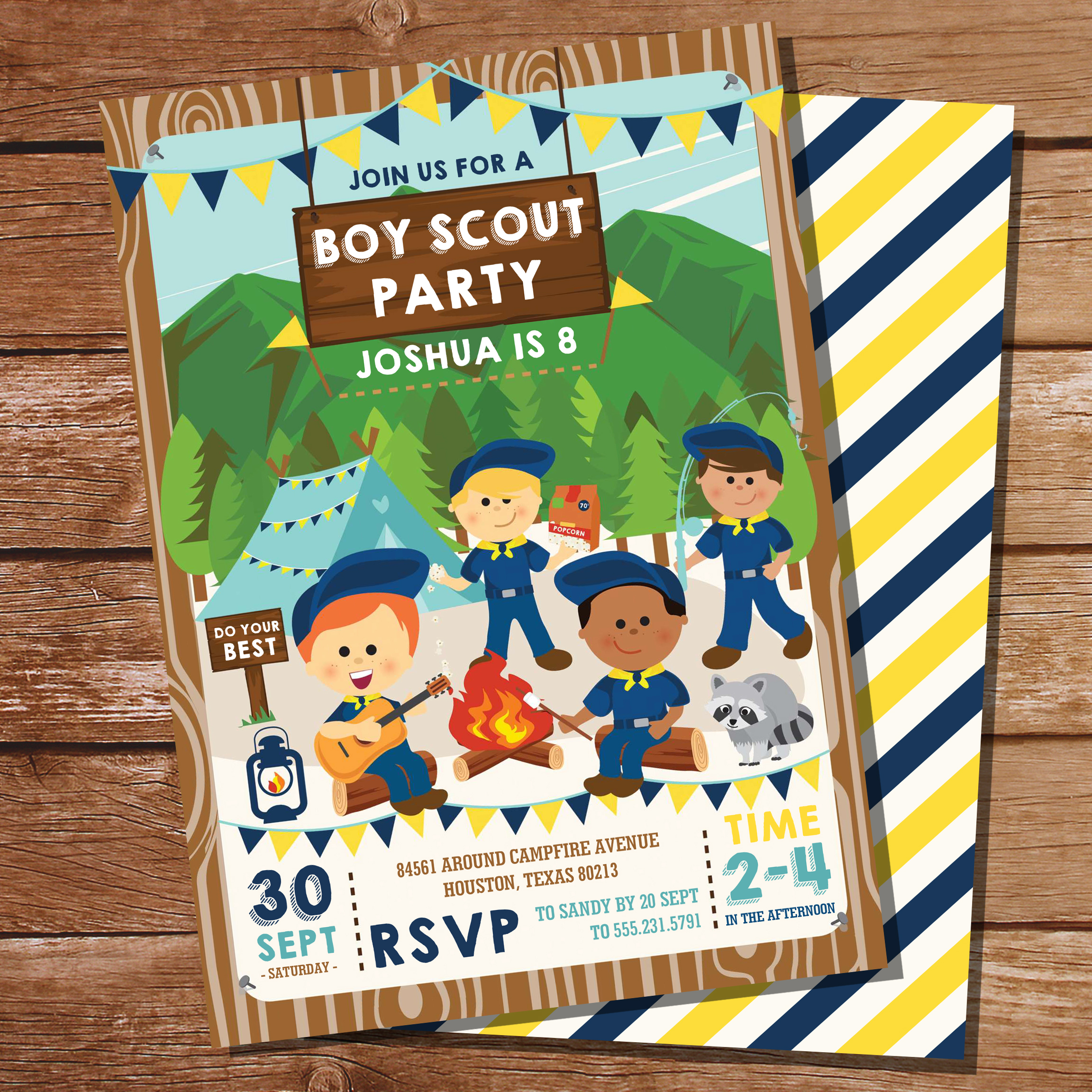 Editable Boy Scout Party Invitation