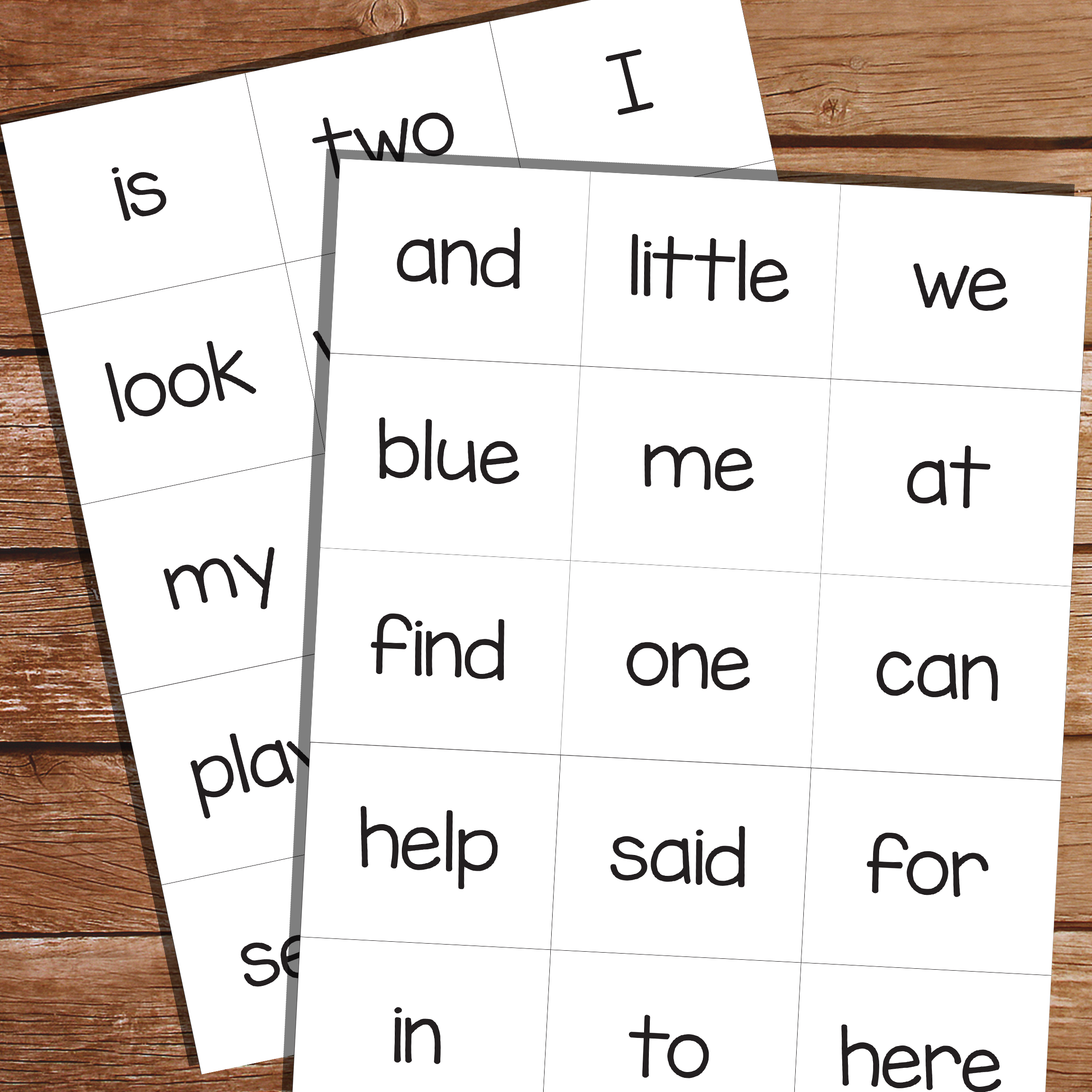 Printable sight words for reading and learning 