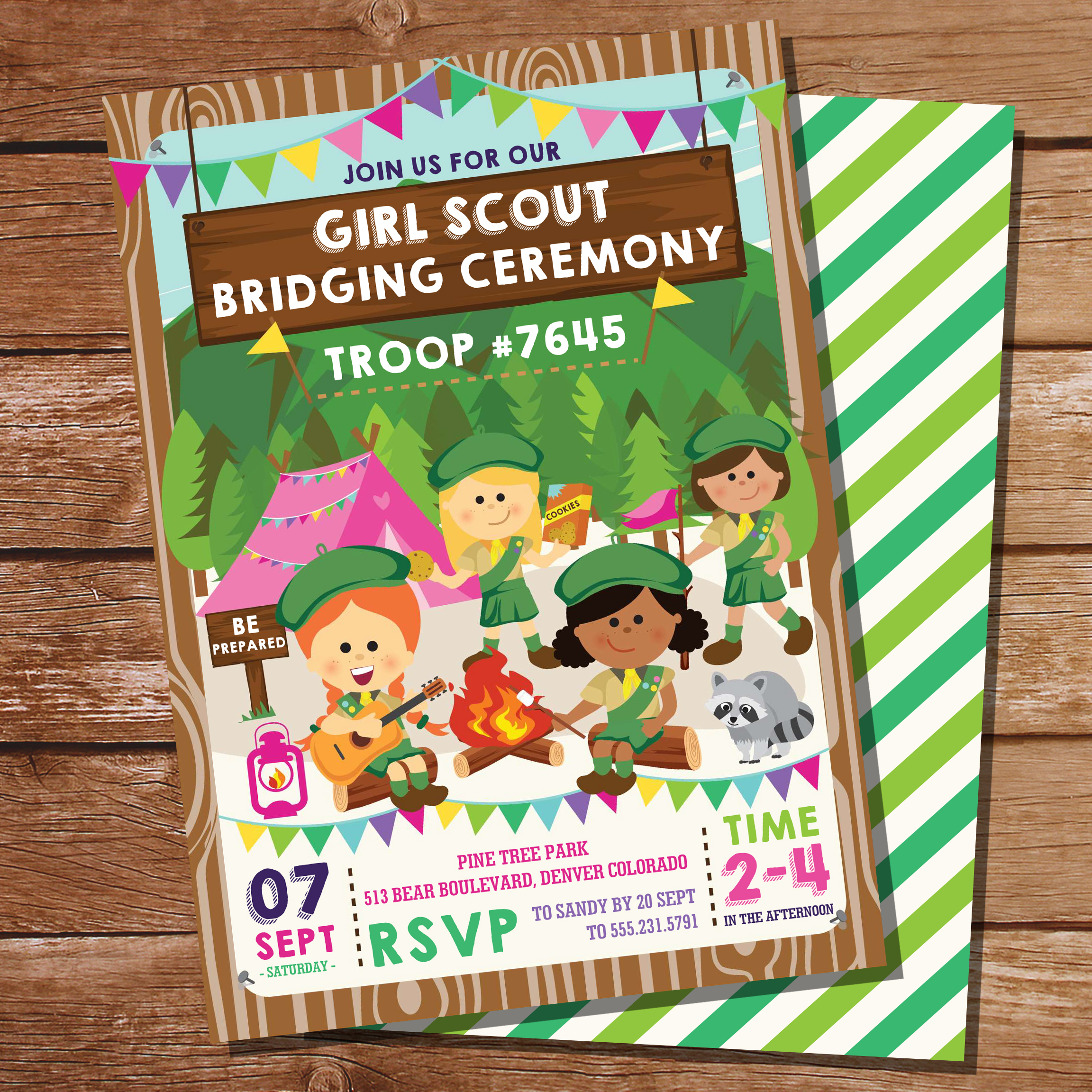 Editable Girl Scout Bridging Party Invitation 