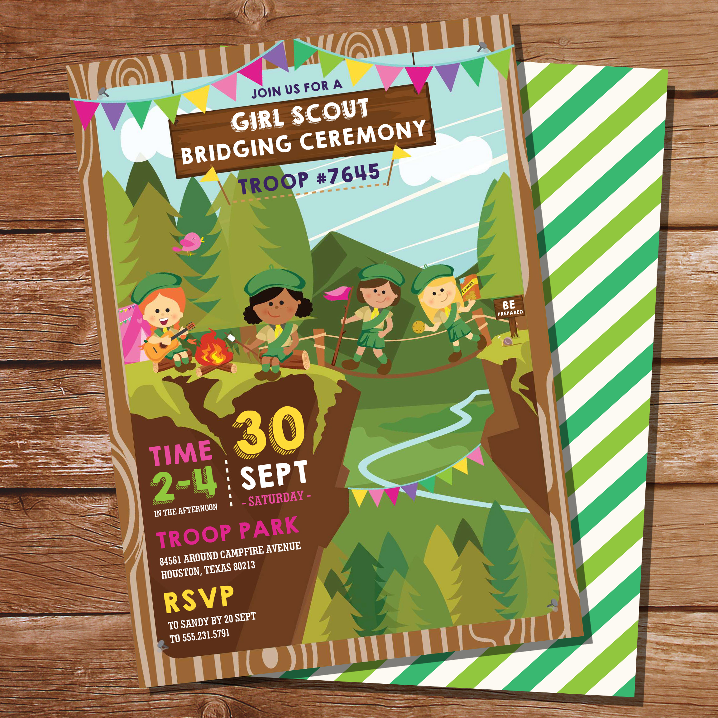 Editable Girl Scout Bridging Ceremony Invitation