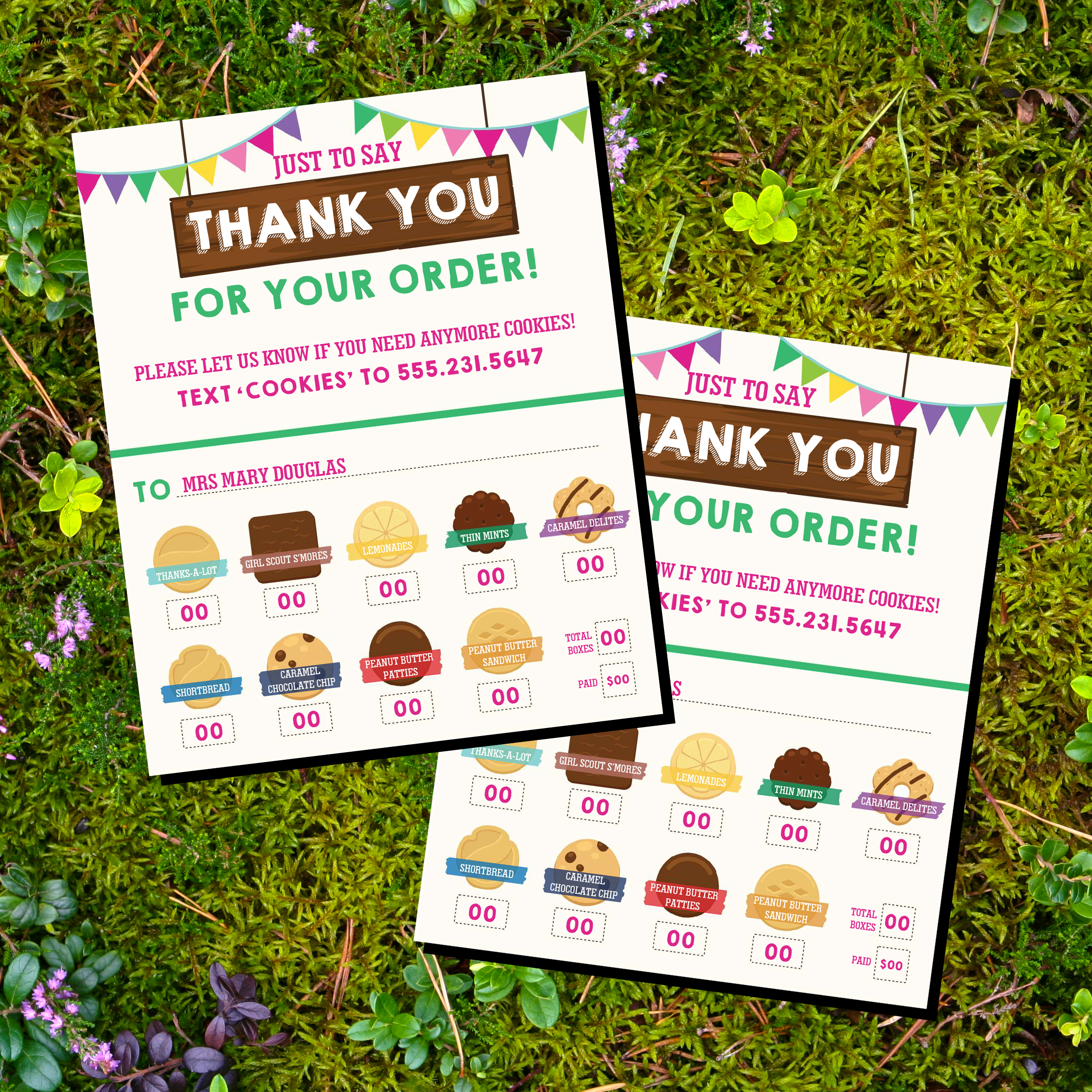 Thank-You card for Girl Scout Cookie Sellers