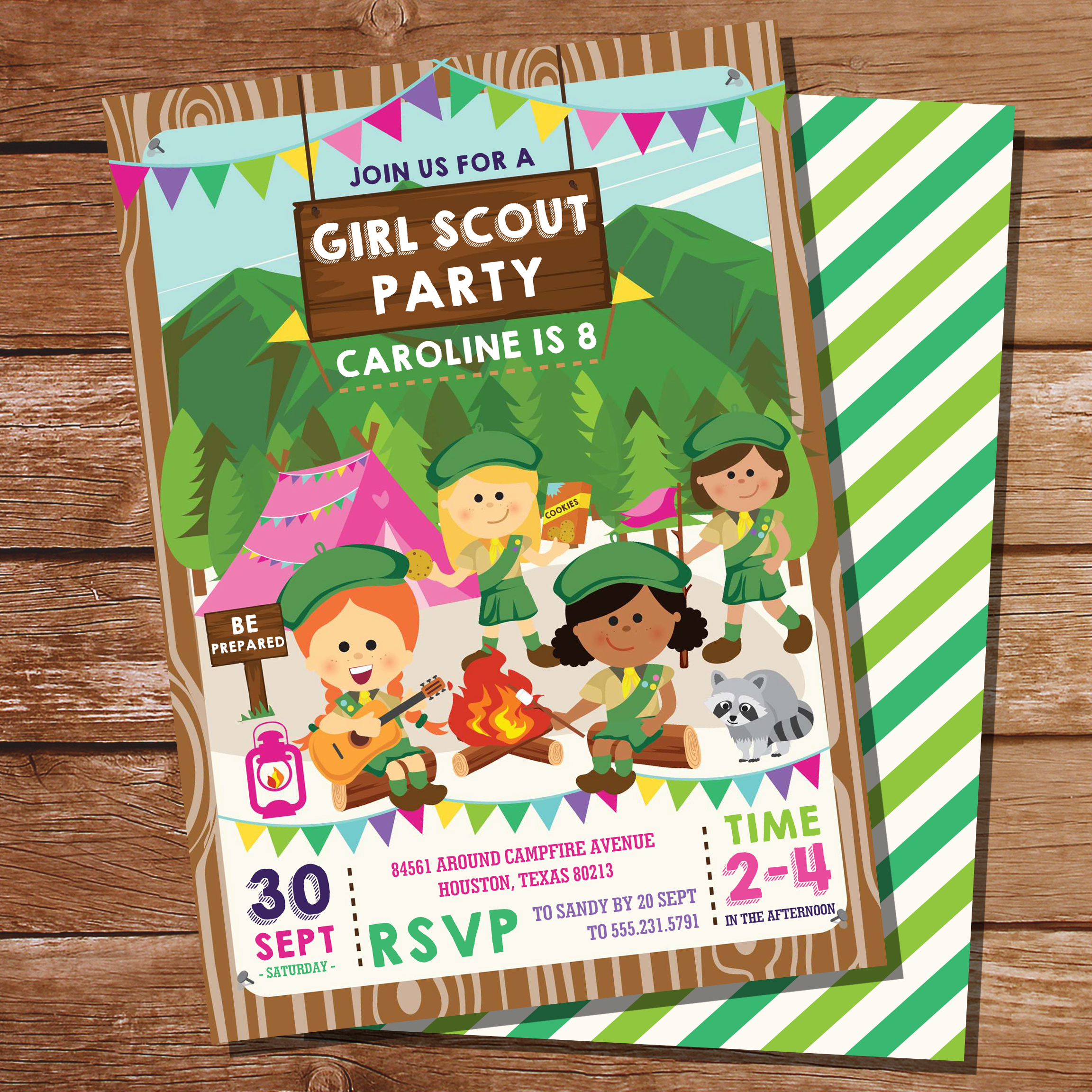 Editable Girl Scout Party Invitations