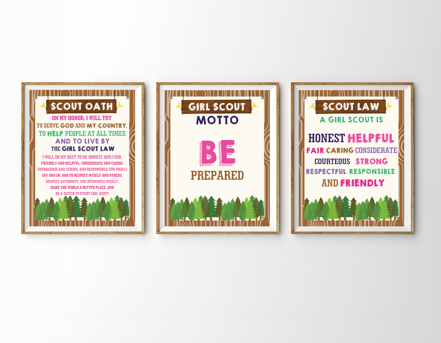 Instant Download - Girl Scout Motto, Oath and Law Posters. #girlscouts