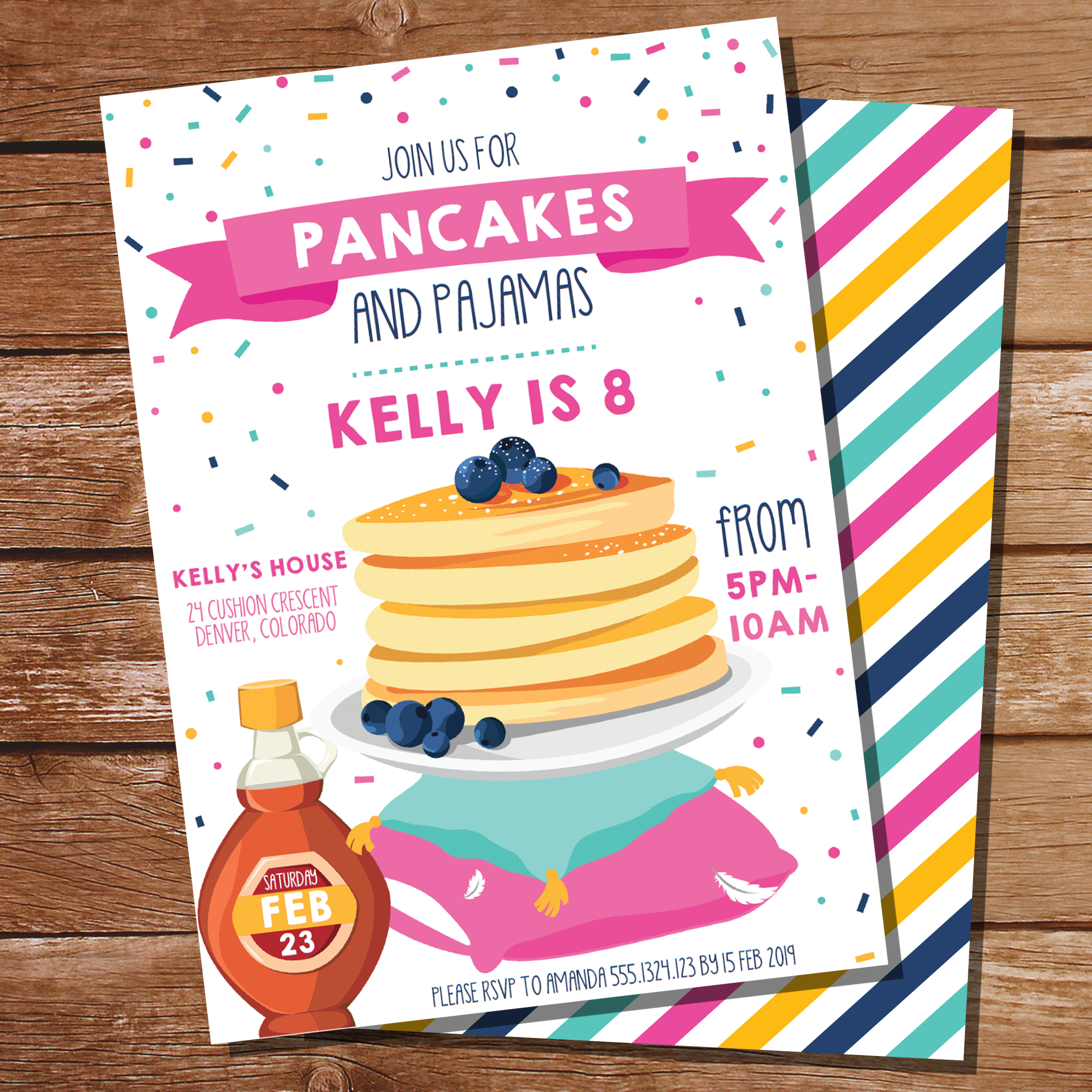 pancakes and pajamas party invitation