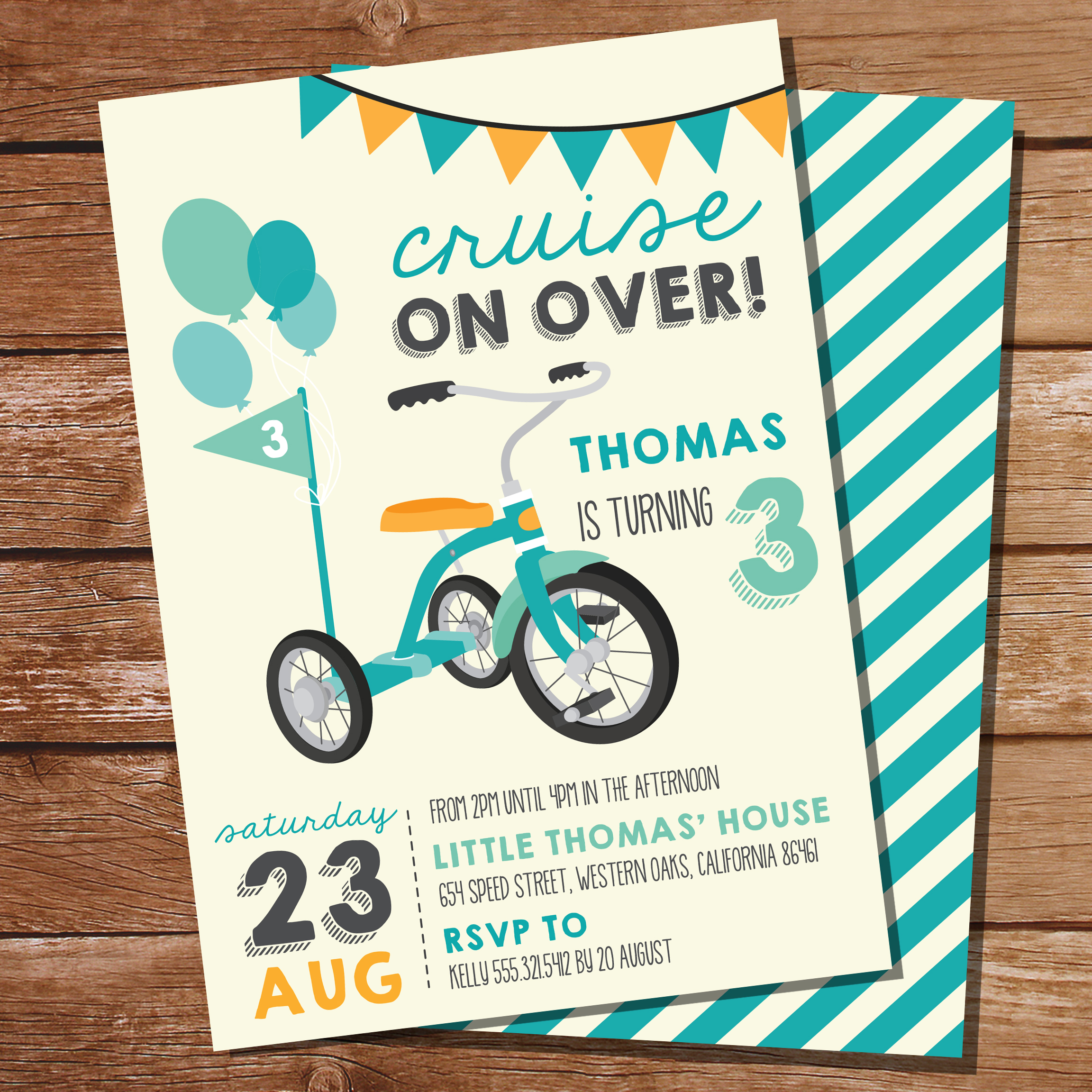 Vintage Tricycle Party invitation