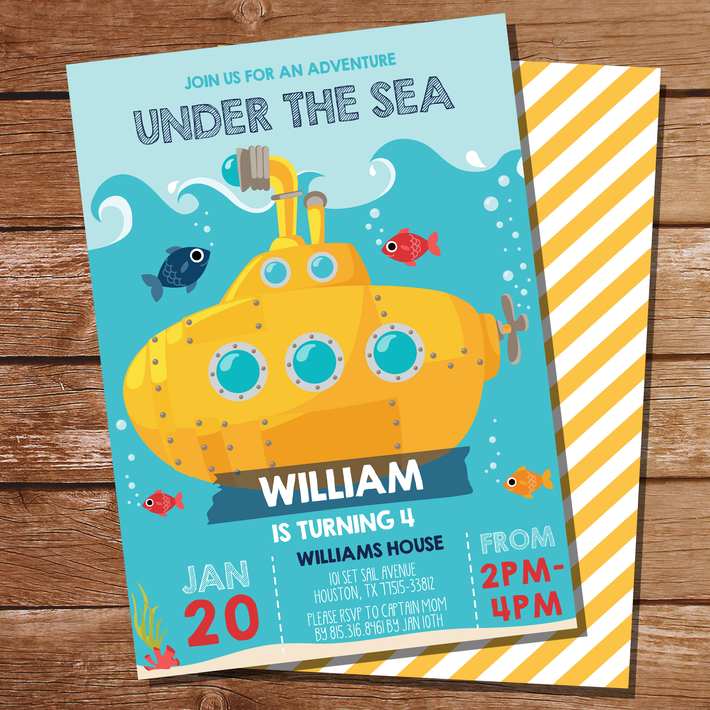 Yellow Submarine Party Invitation