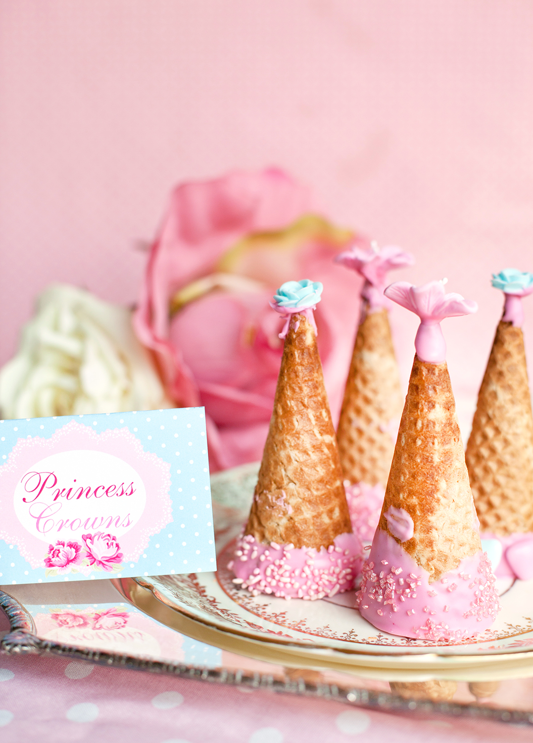 Shabby Chic Princess Party Princess Crown Ice Cream Cones