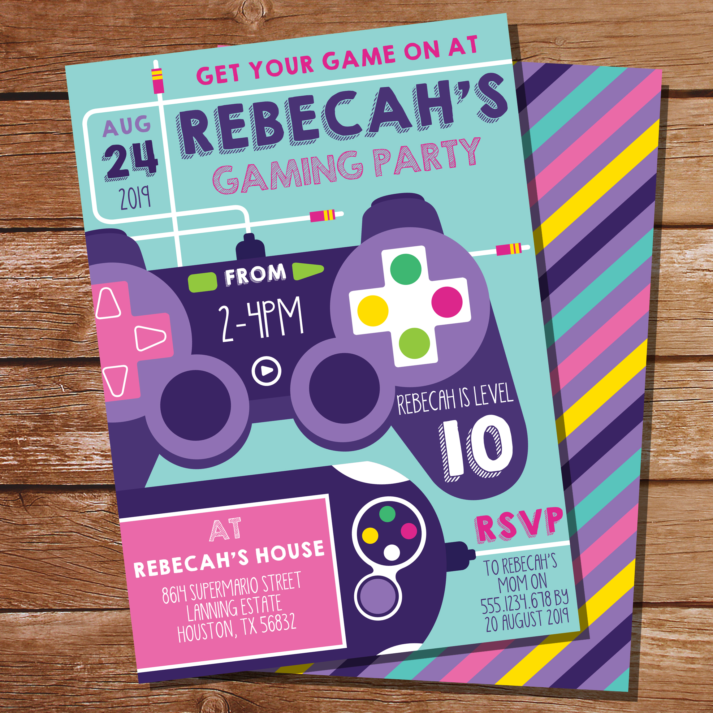 Girls Gaming Party Invitation