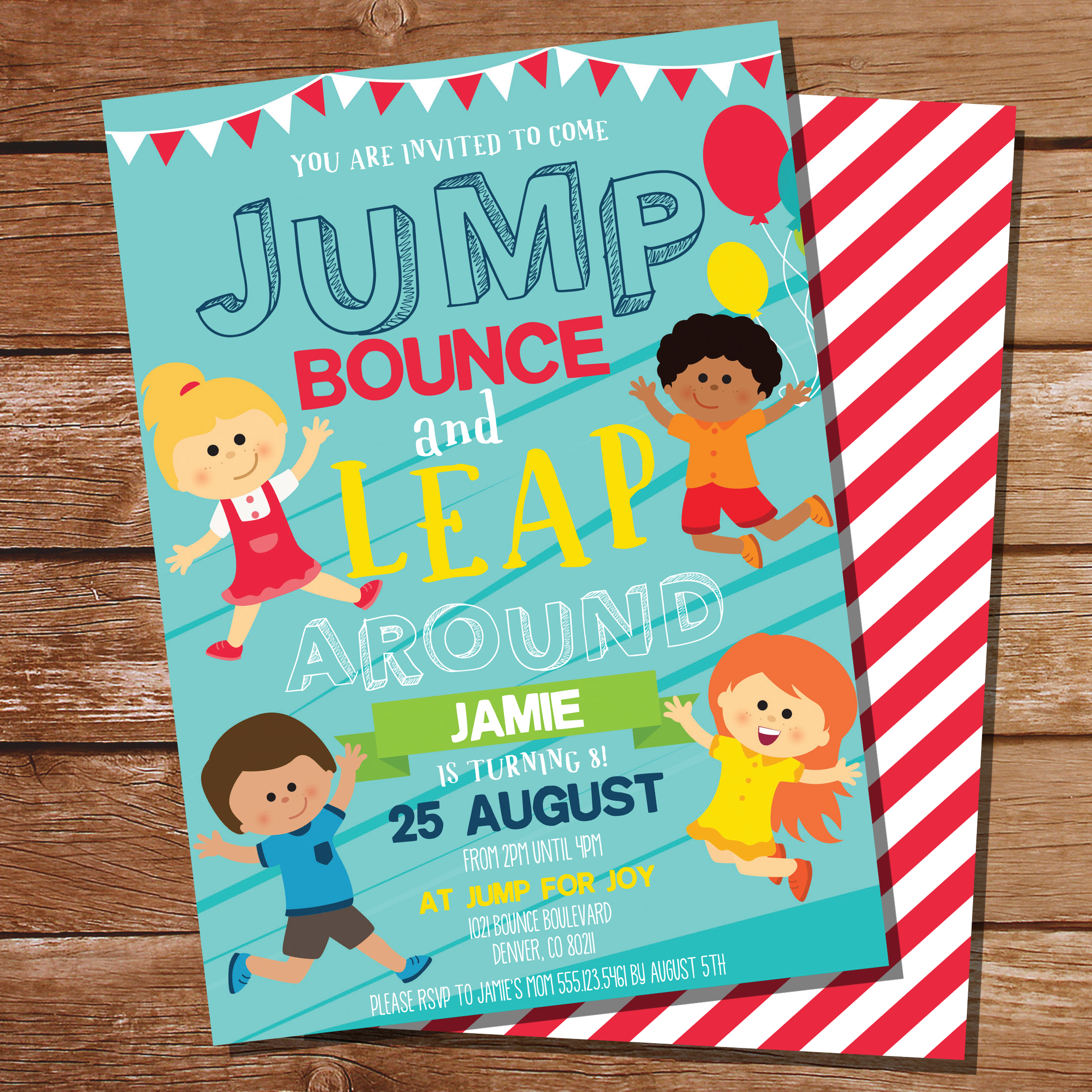 jump party bounce house party invitation