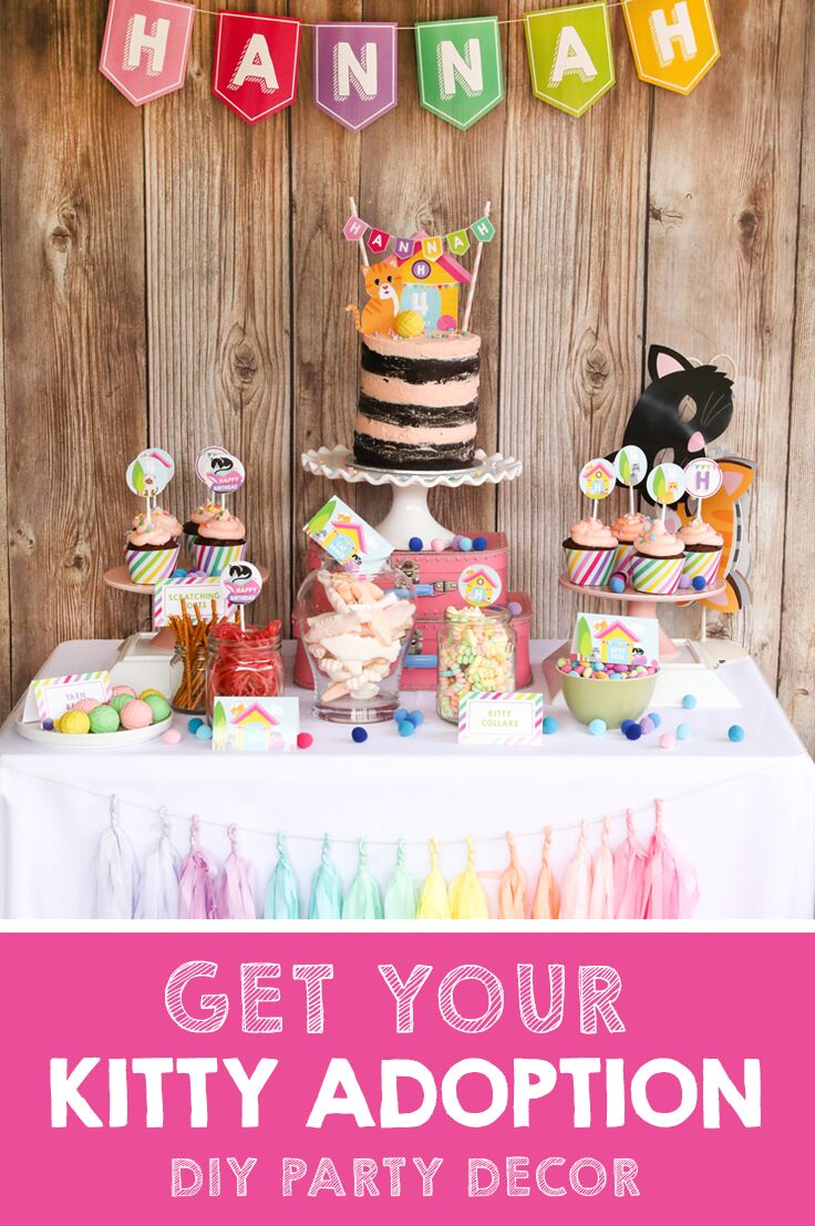 Kitty Adoption Party Theme Printables, Invitations and DIY Party Ideas 