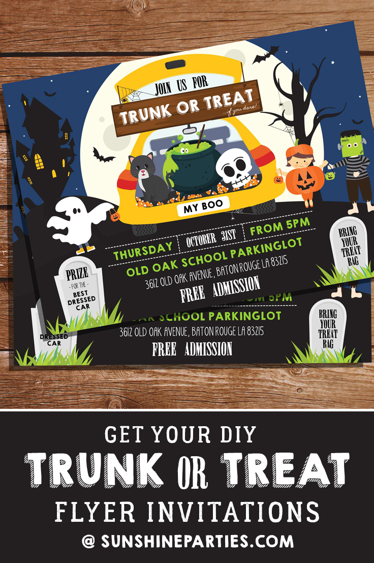 Trunk Or Treat Halloween Party Flyer