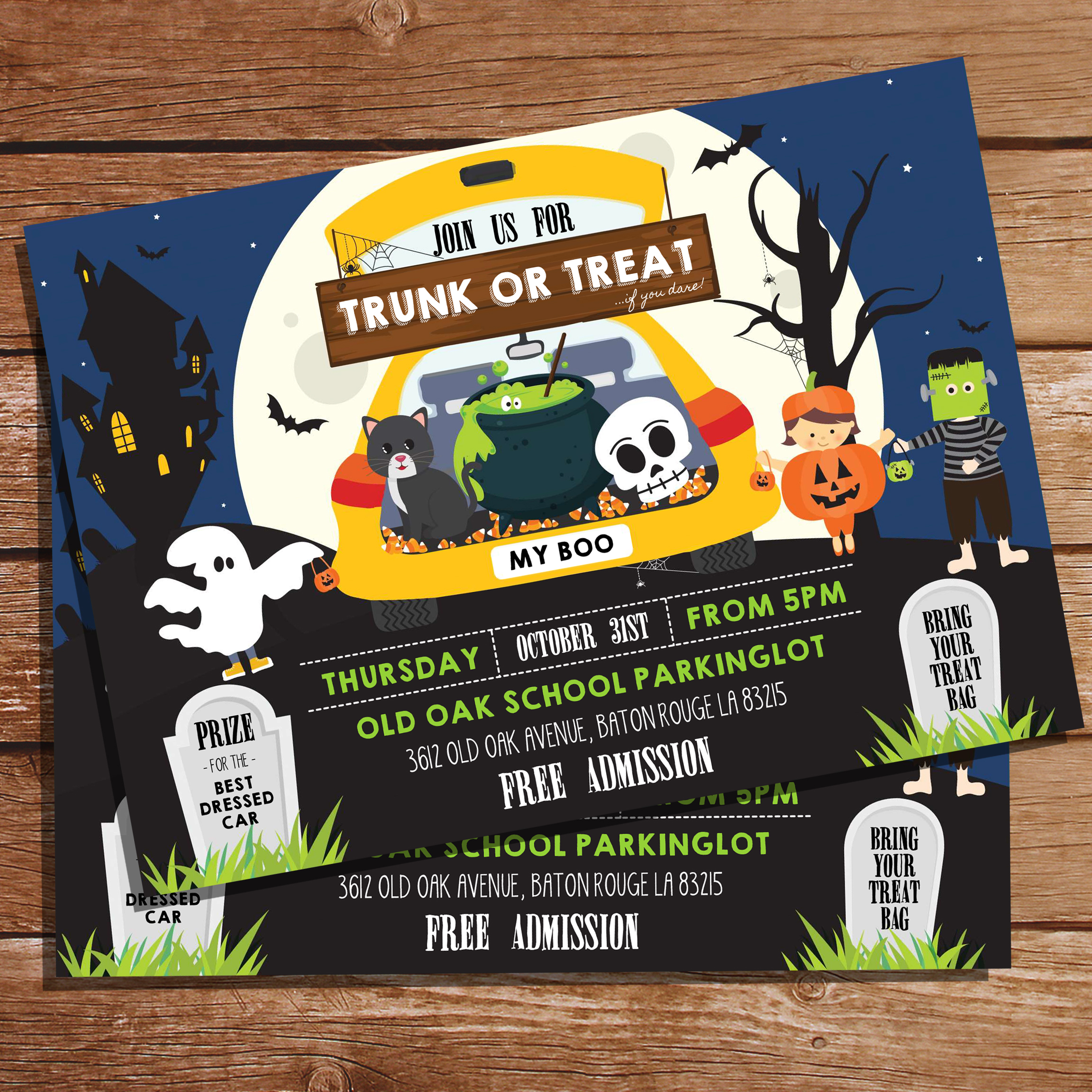 Trunk Or Treat Halloween Party Flyer