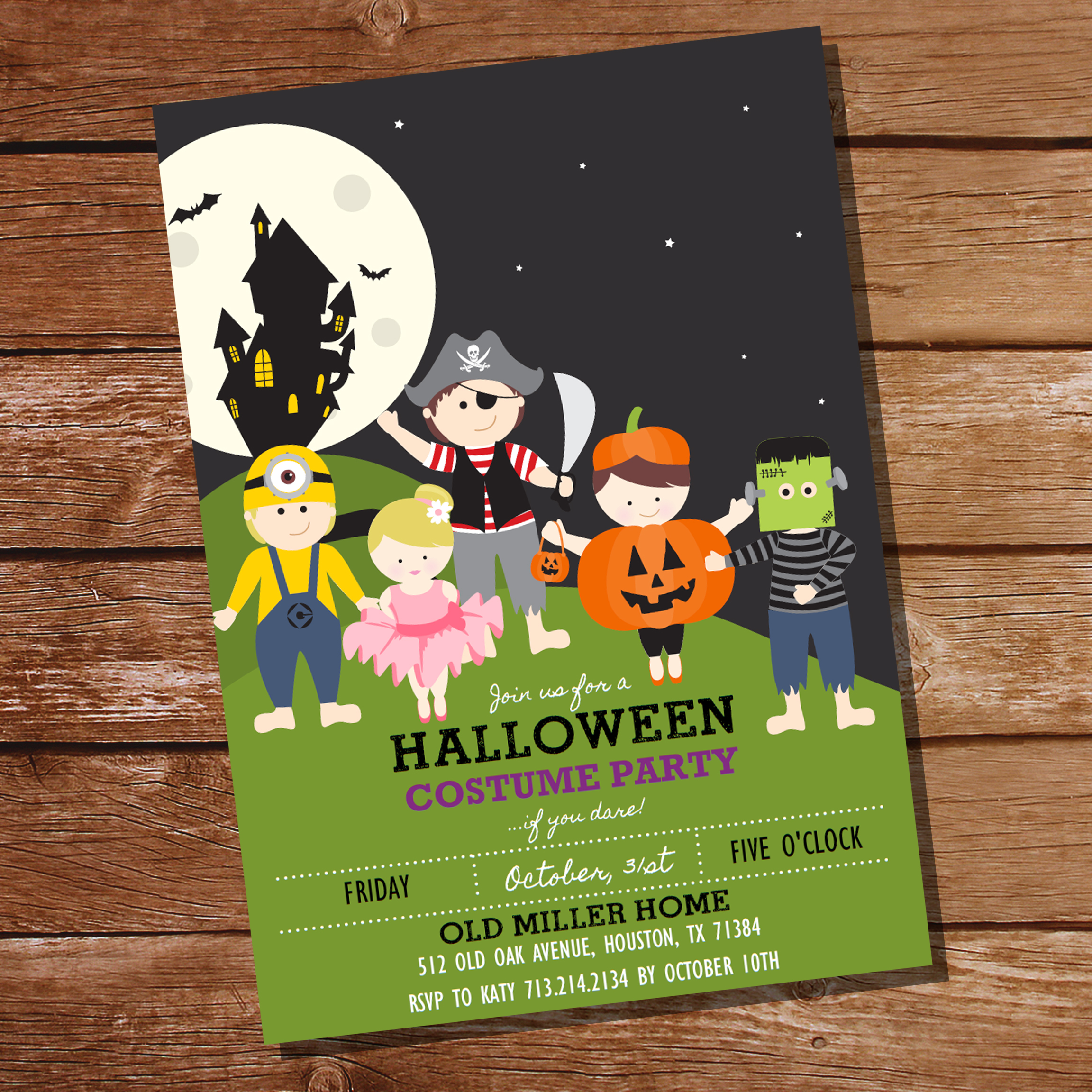 Editable Kids Halloween Costume Party Invitations