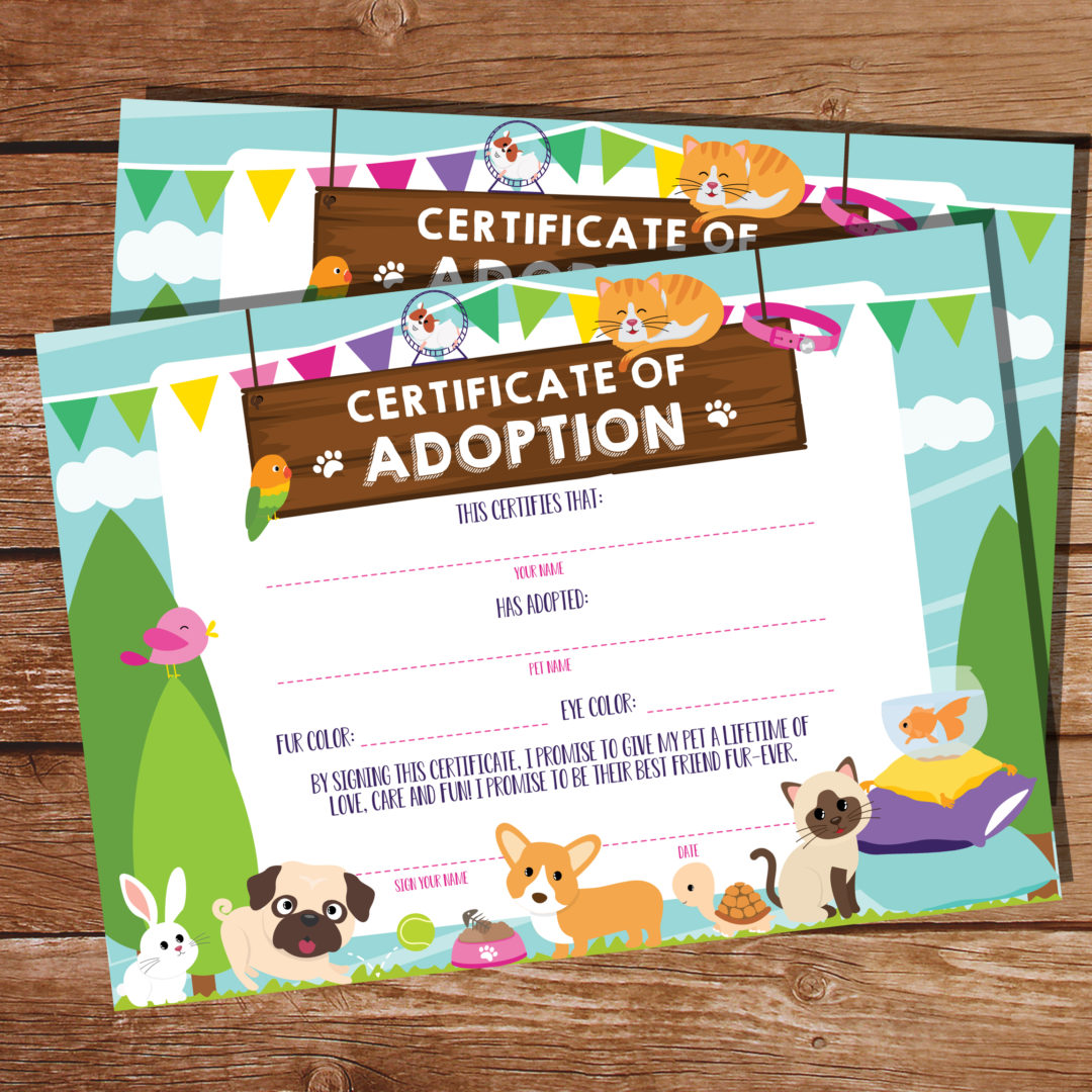 Make It Official With Pet Adoption Certificates - Sunshine Parties