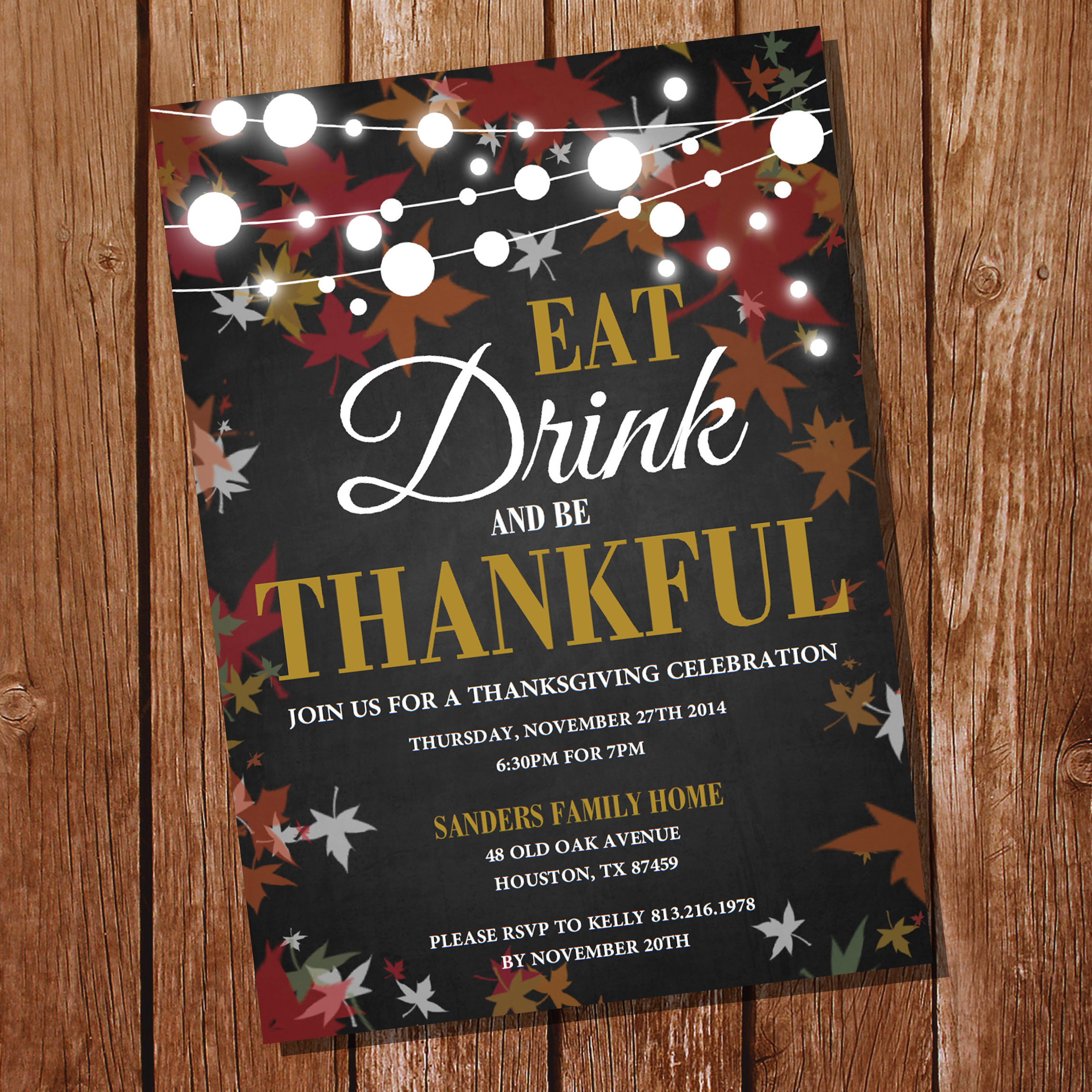 Chalboard Thanksgiving invitation