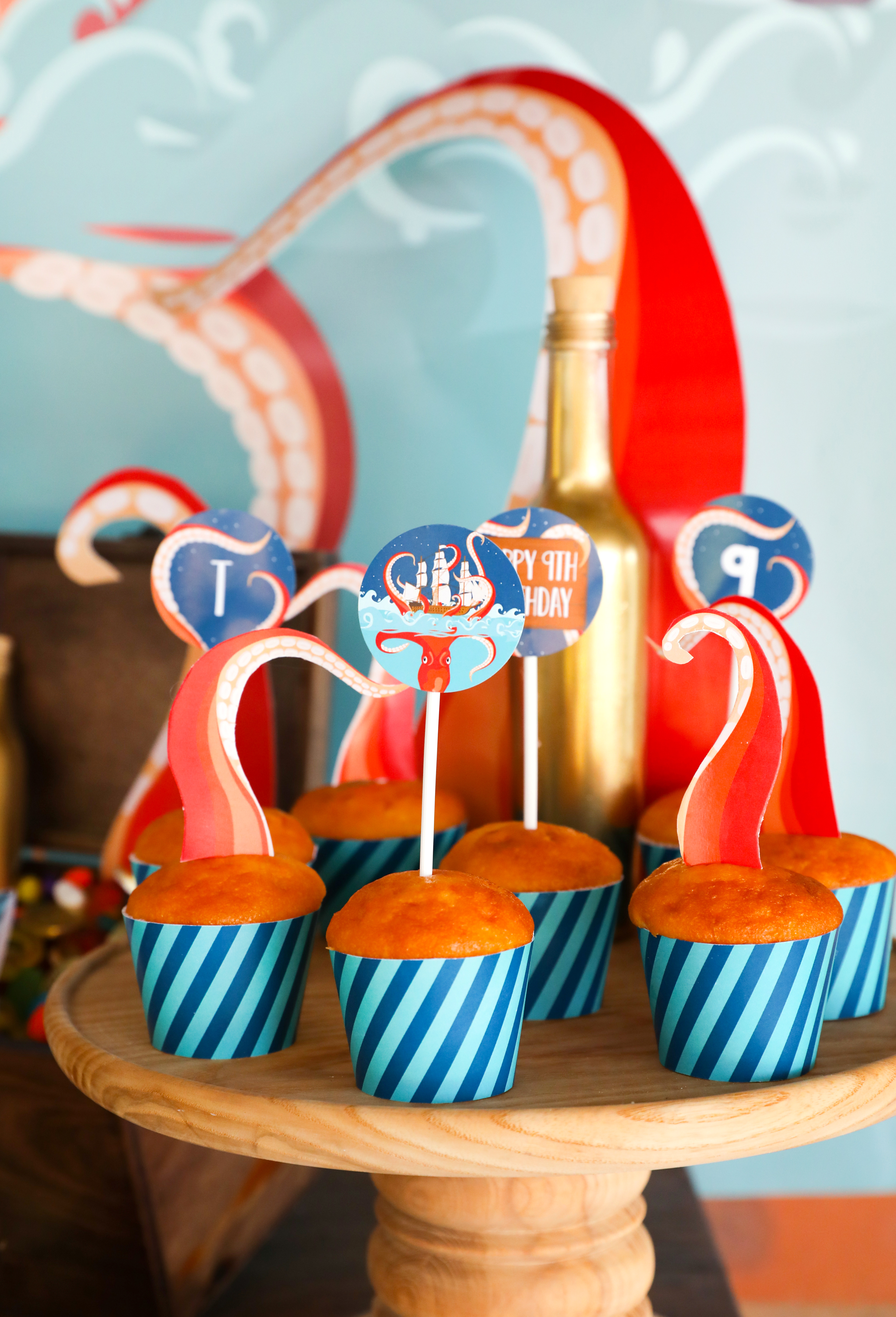 Kraken Sea Monster Party Cupcake Topper 