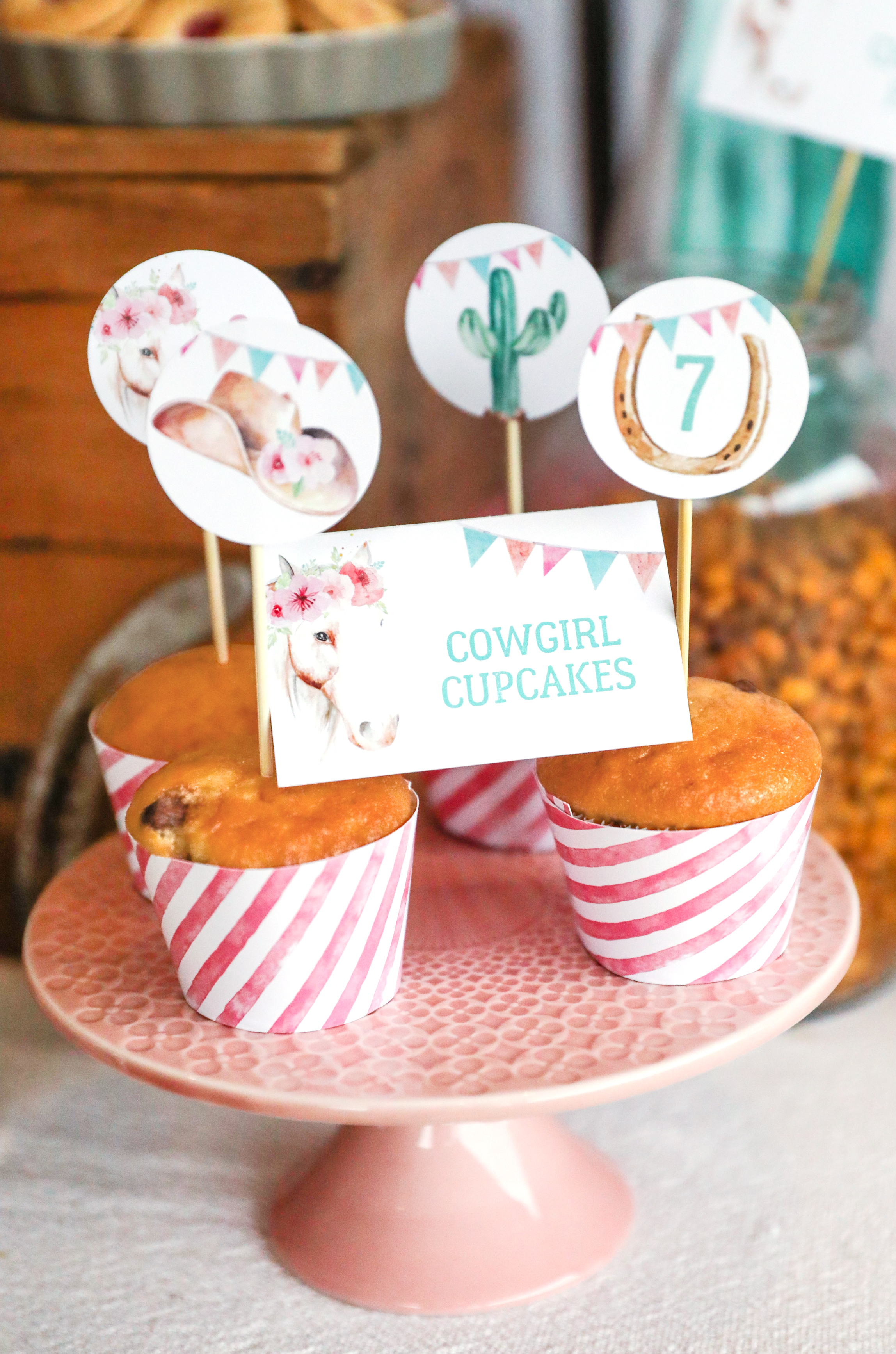 Cowgirl Party Printable Cake Toppers