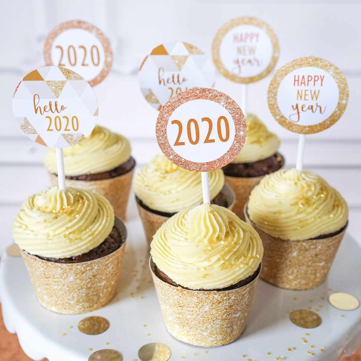 New Years Eve printable party cake toppers